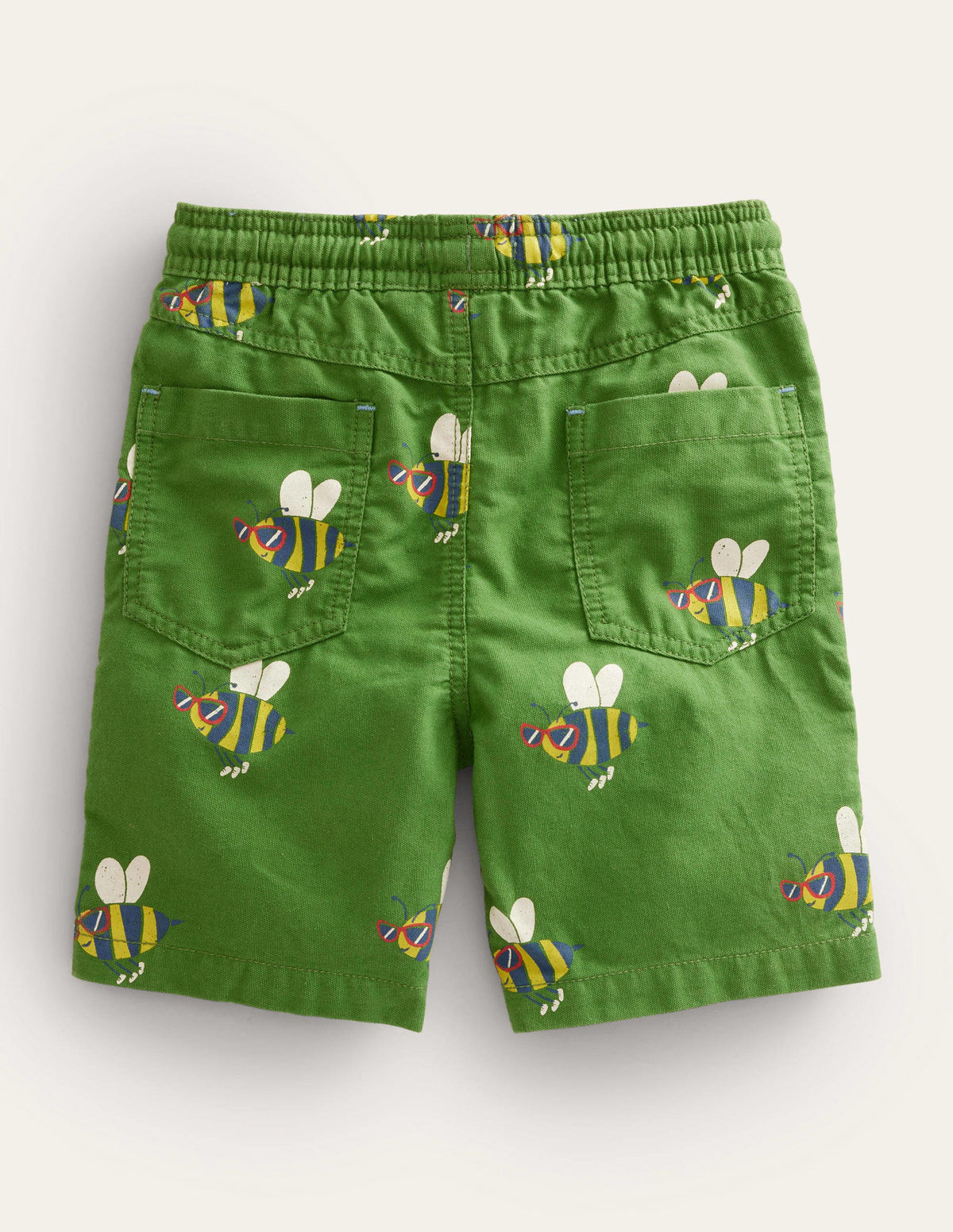 Pull-on Drawstring Shorts-Safari Green Dude Bees-2