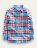 Casual Twill Shirt-Blue/Orange Check