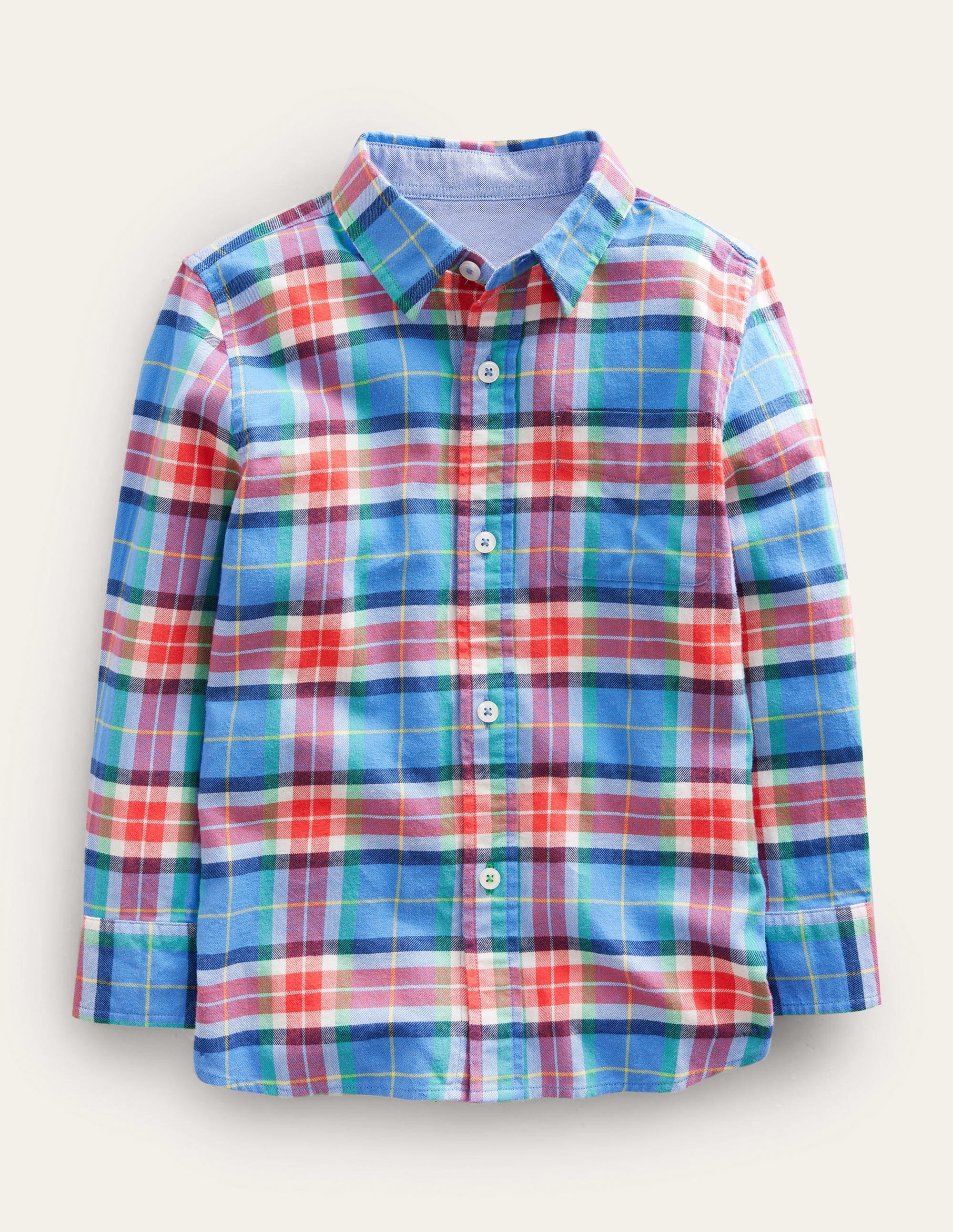 Casual Twill Shirt-Blue/Orange Check - Image 1