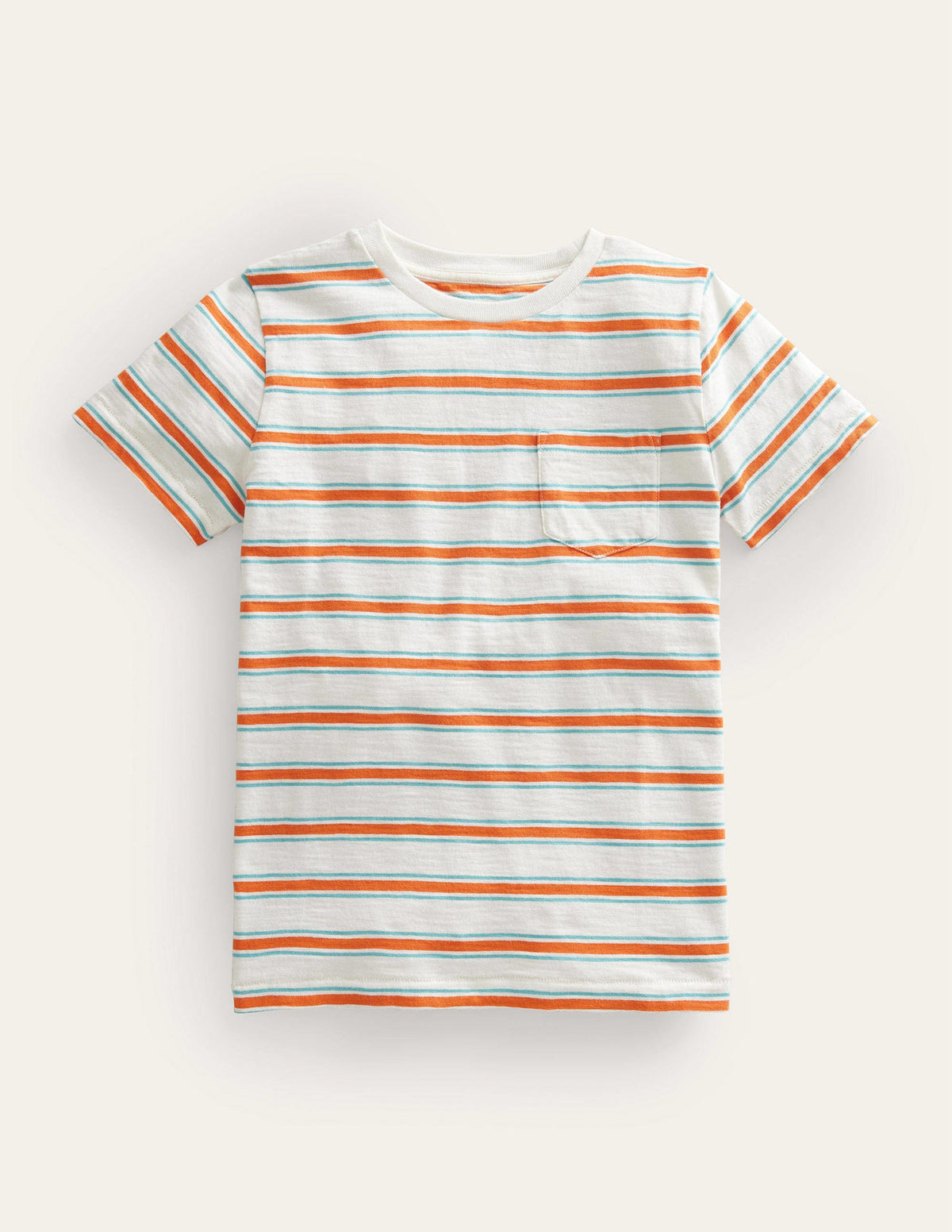 Striped Washed Slub T-shirt-Ivory/Jam Red-1