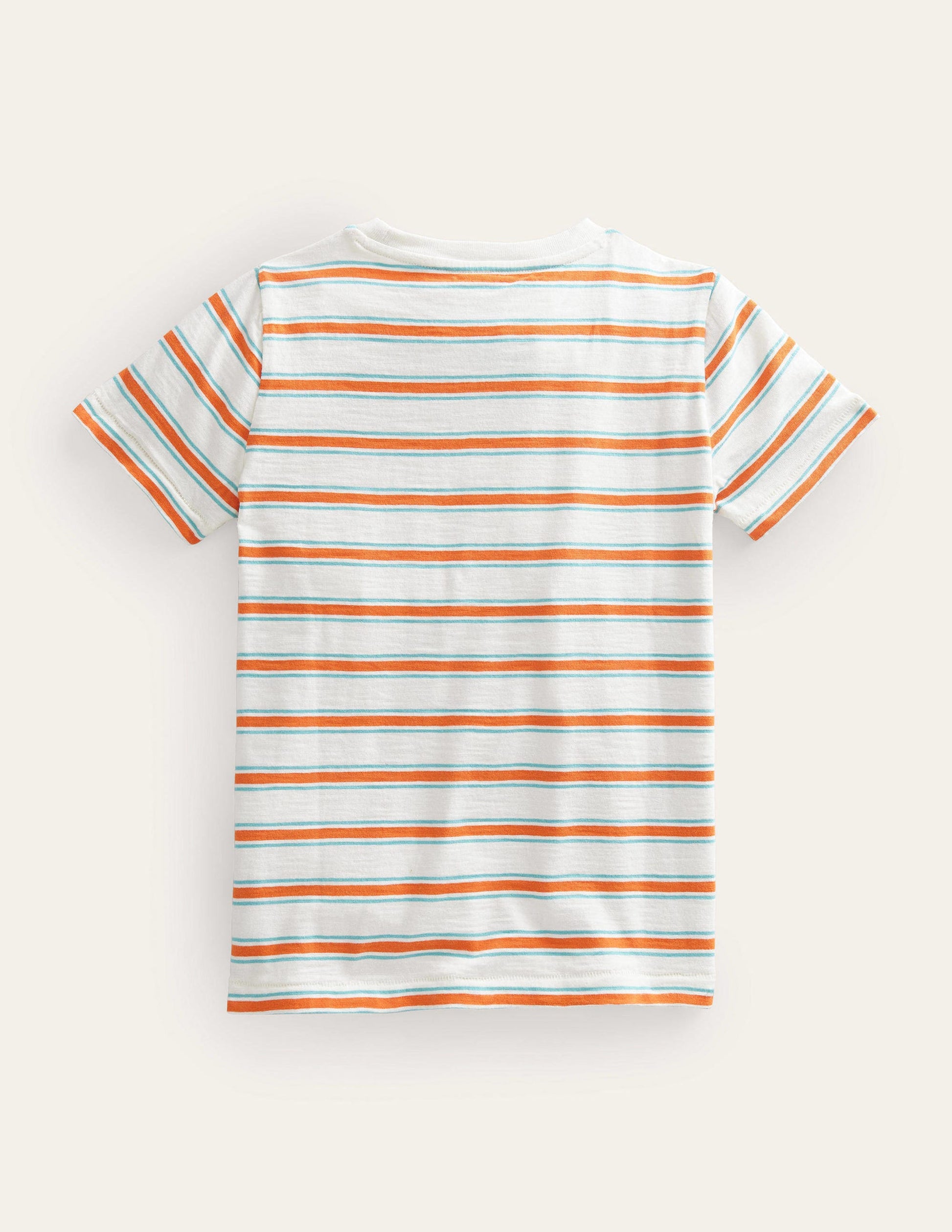 Striped Washed Slub T-shirt-Ivory/Jam Red-2