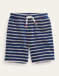 Towelling Sweat Shorts-Navy/White