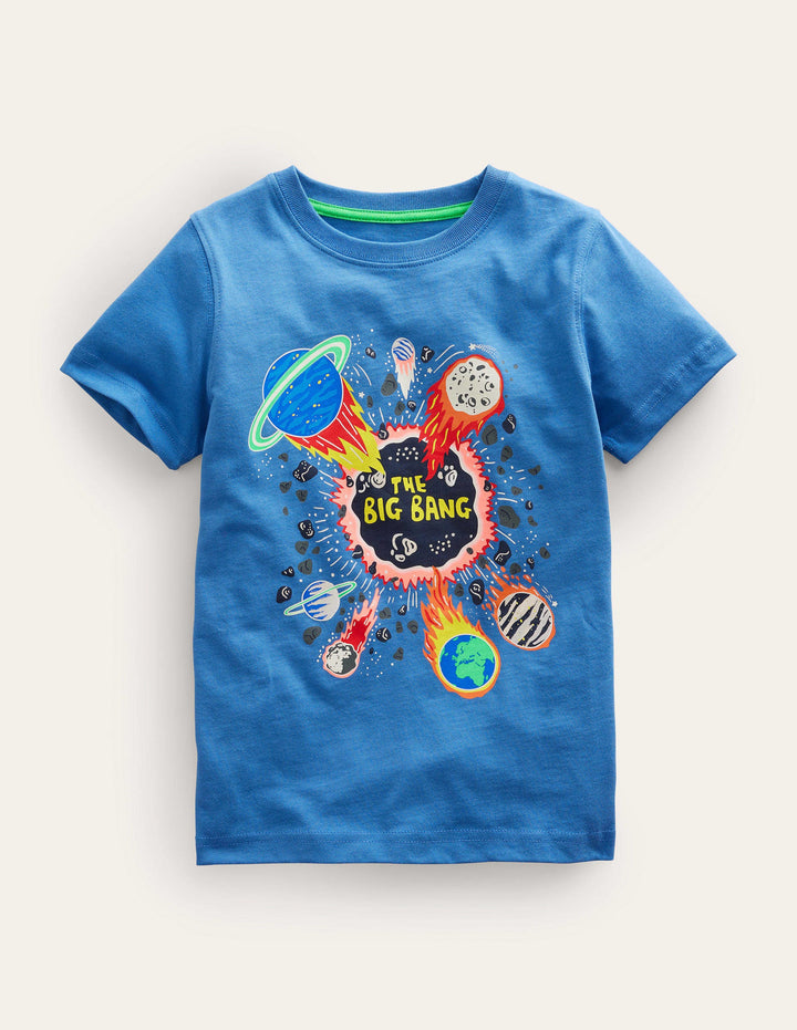Glow Slogan T-shirt-Delft Blue Space
