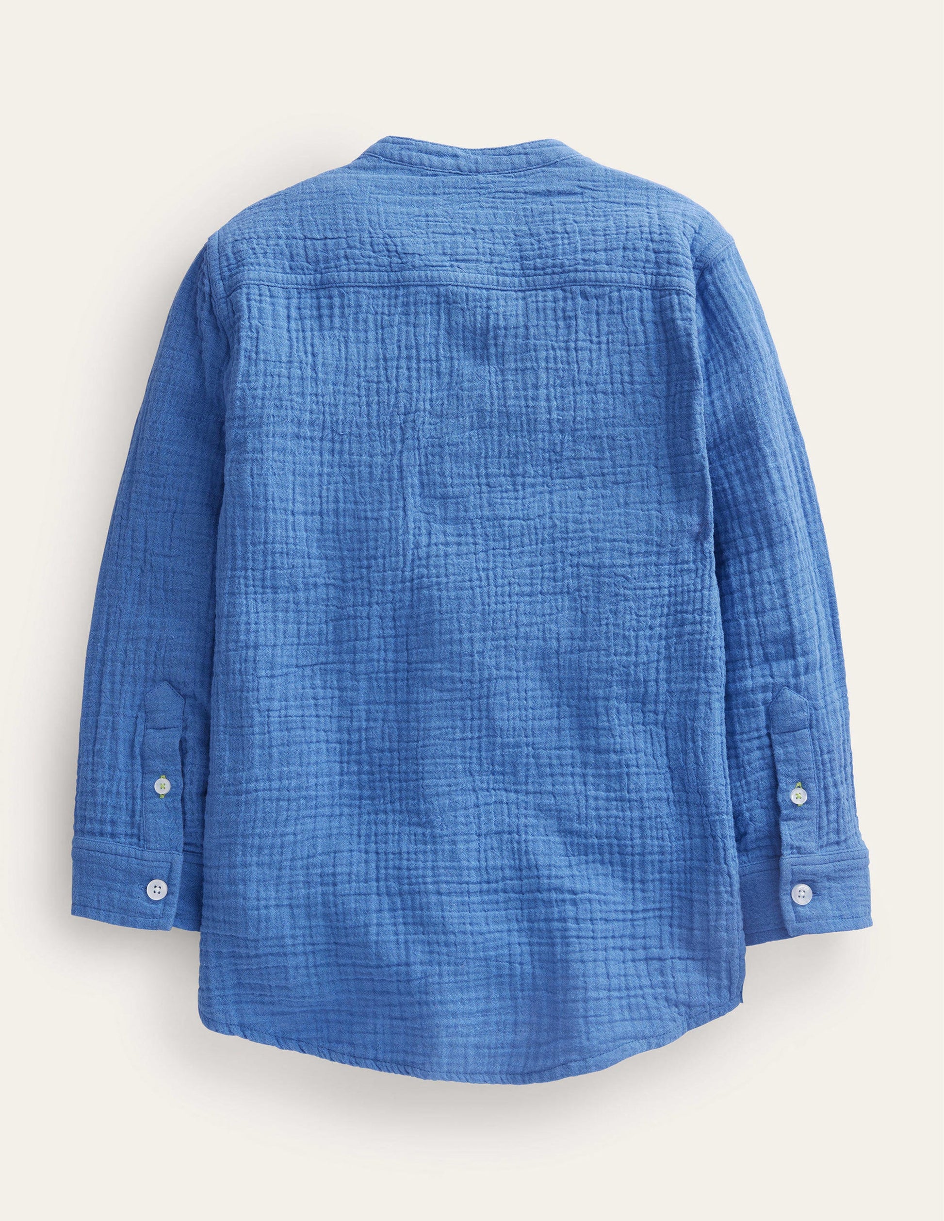 Double Cloth Grandad Shirt-Delft Blue-2