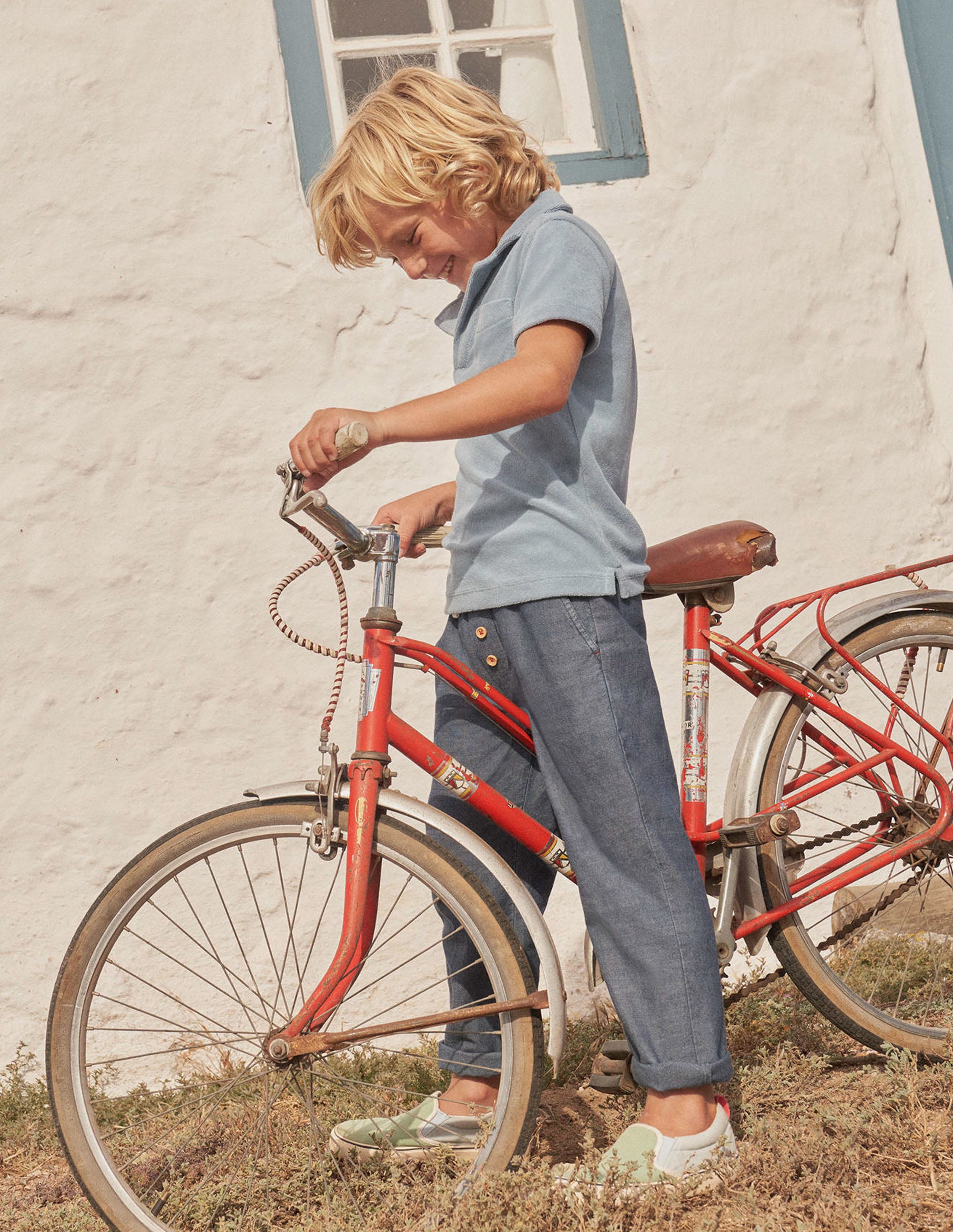 Towelling Polo-Pebble Blue - Image 4