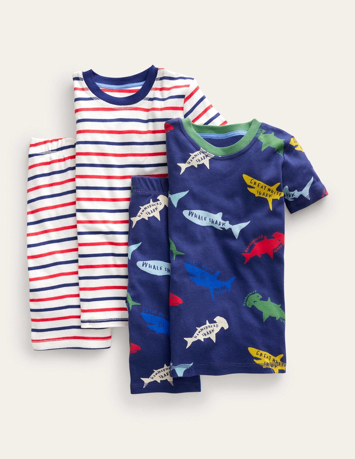 Snug Twin Pack Short Pyjamas-Starboard Mutli Sharks-1