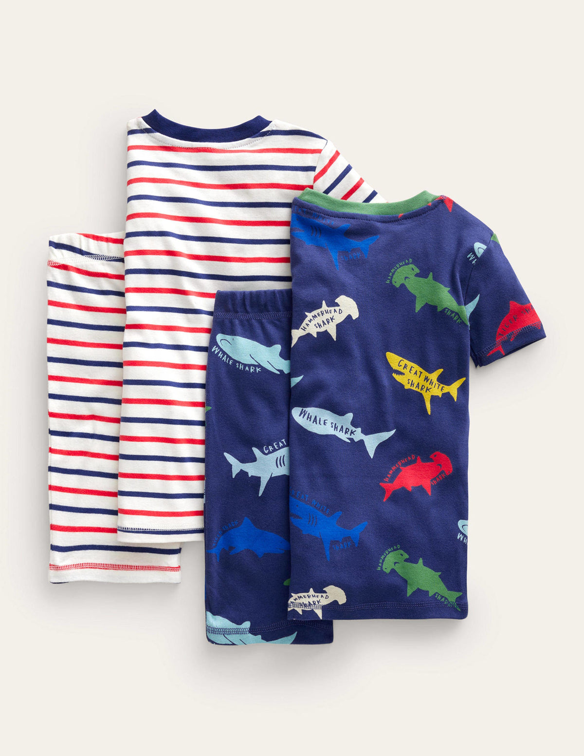 Snug Twin Pack Short Pyjamas-Starboard Mutli Sharks-2