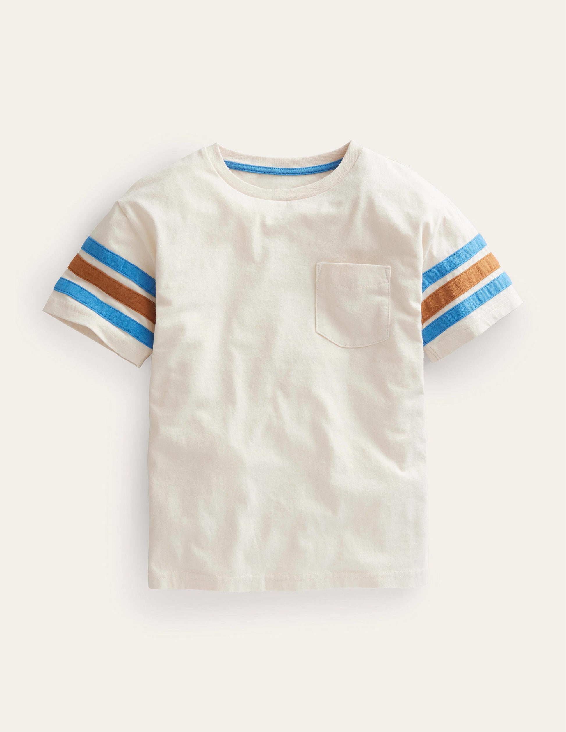 Contrast Stripe T-shirt-Vanilla Pod White-1