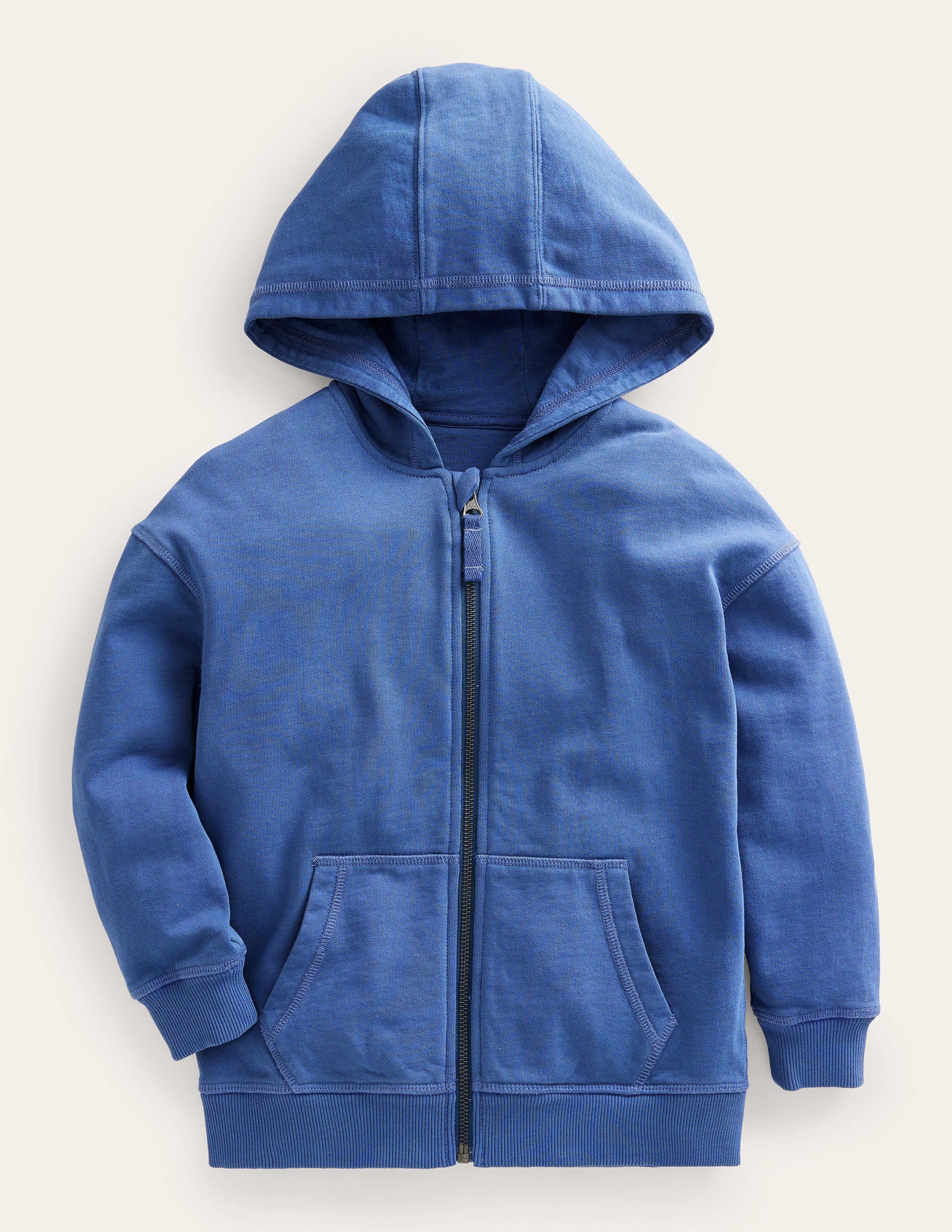 Garment Dye Zip-Though Hoodie-Delft Blue - Image 1