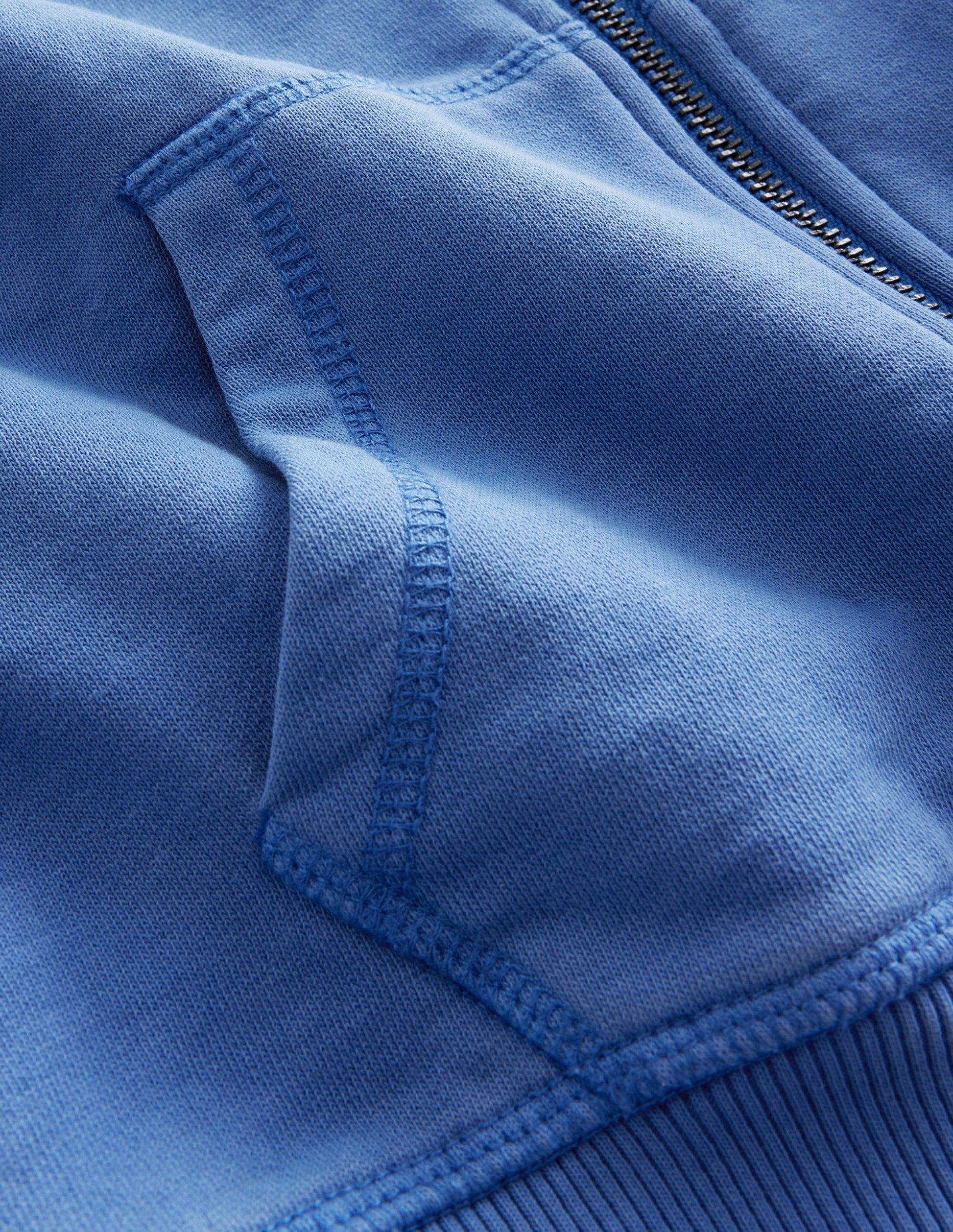 Garment Dye Zip-Though Hoodie-Delft Blue-3