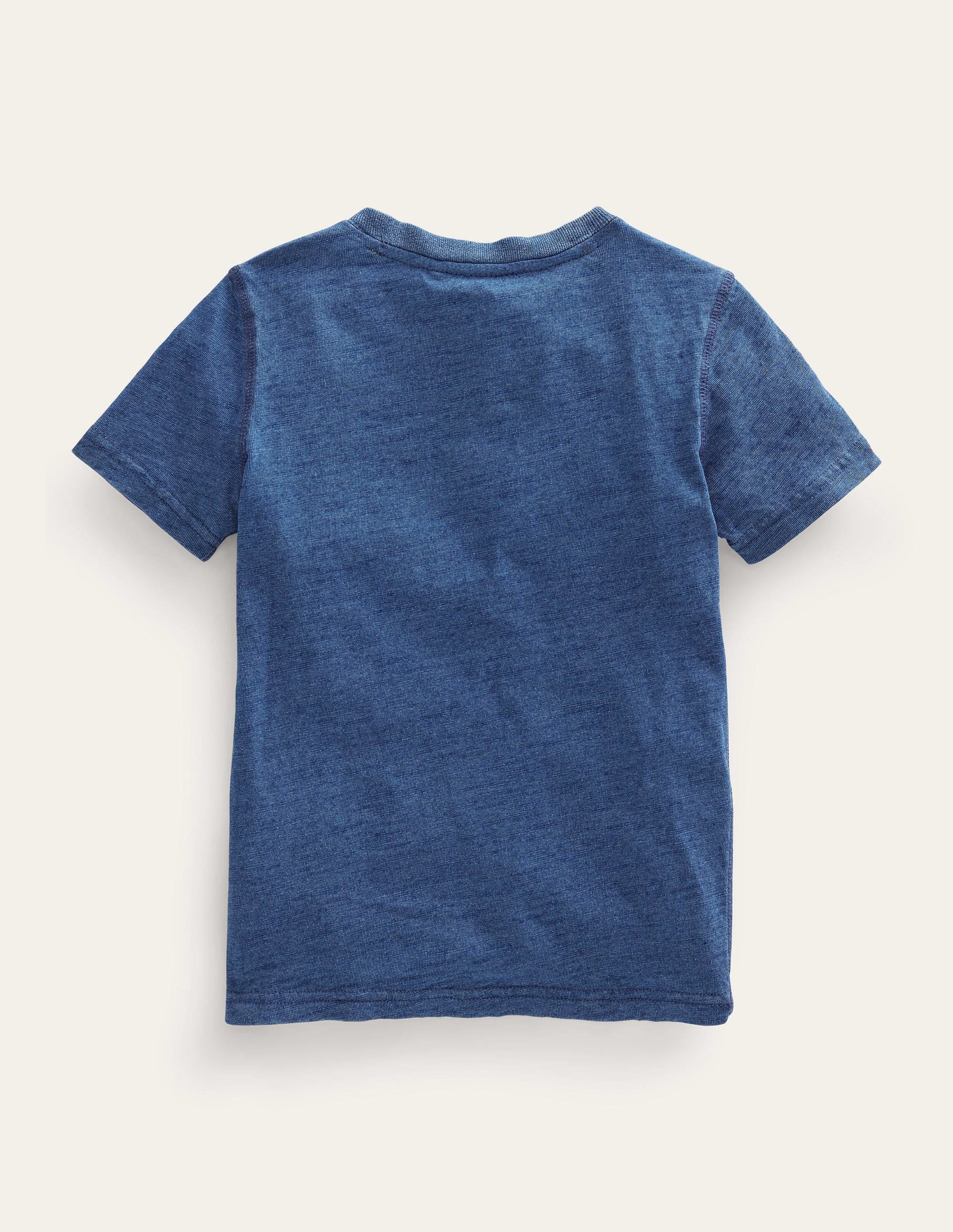 Washed Cotton Henley T-shirt-Indigo Blue - Image 2