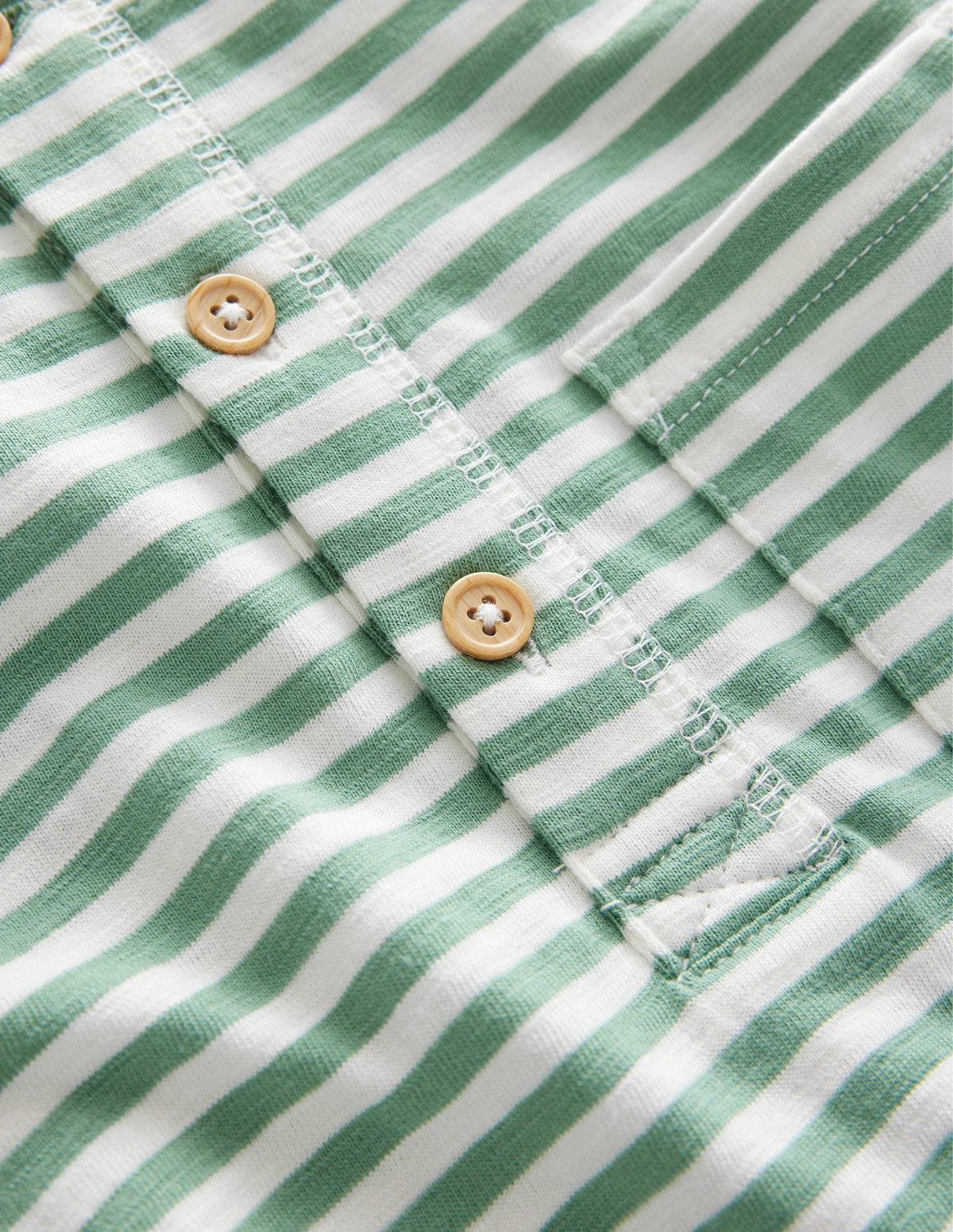 Washed Cotton Henley T-shirt-Pea Green - Image 3