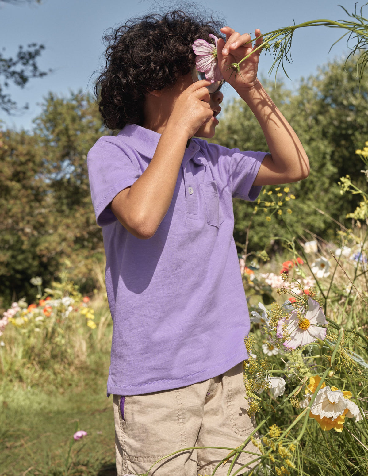 Slub Polo Shirt-Misty Lavender-4