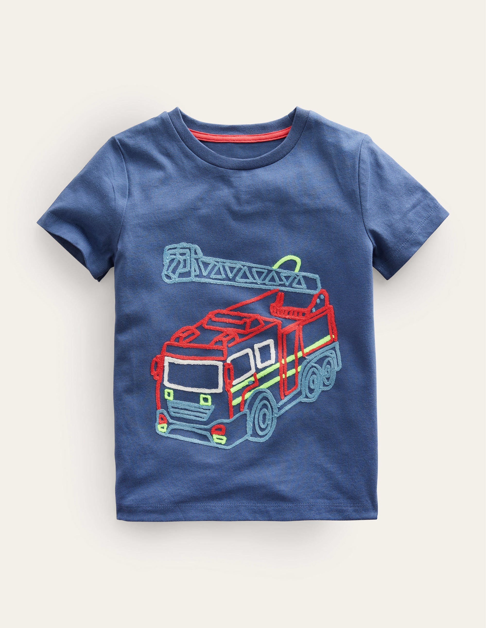 Chain Stitch Logo T-shirt-Robot Blue Fire Engine - Image 1