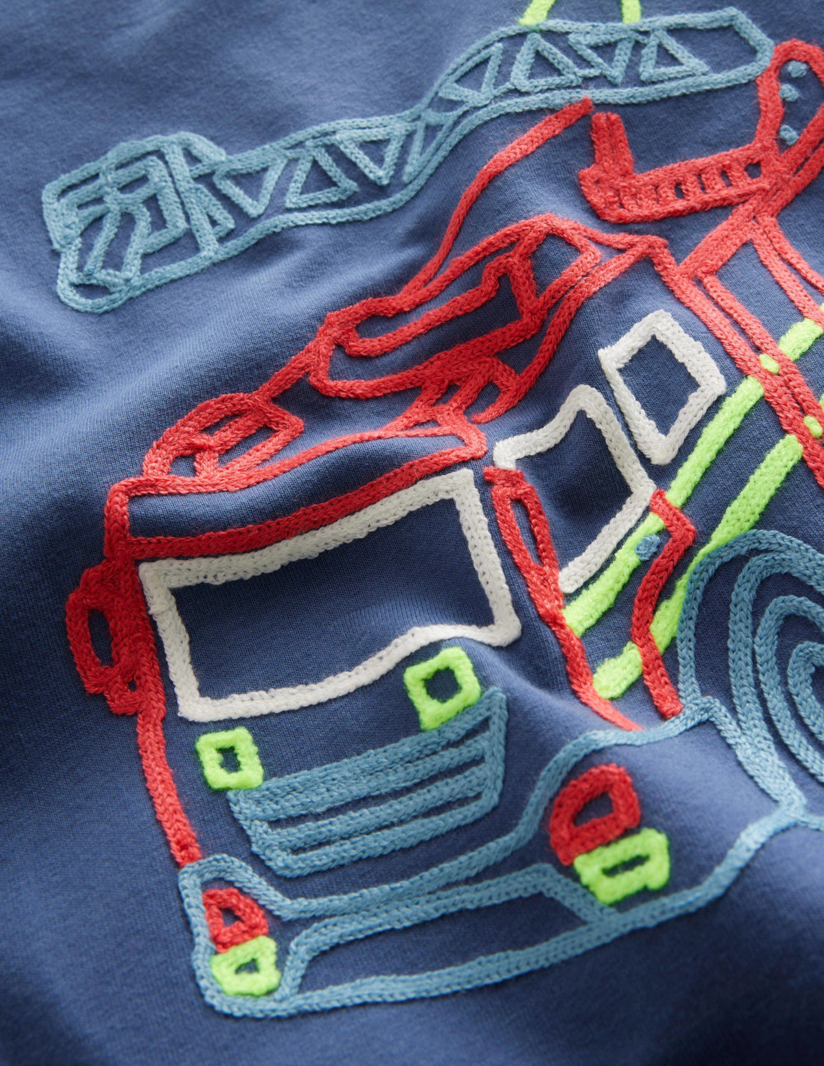 Chain Stitch Logo T-shirt-Robot Blue Fire Engine - Image 3