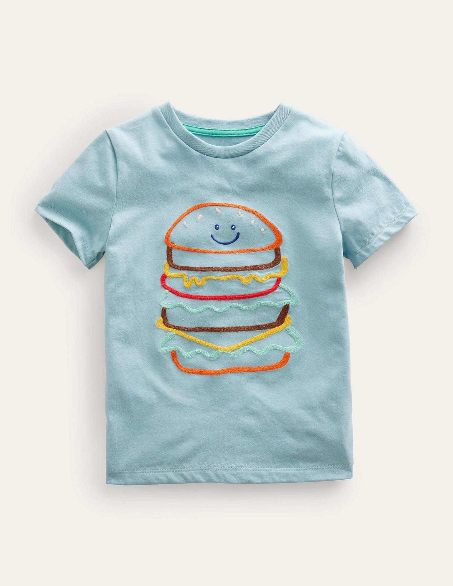 Chain Stitch Logo T-shirt-Tourmaline Blue Burger