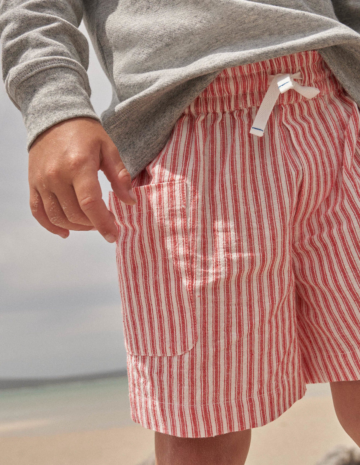 Pocket Shorts-Strawberry Tart Red Ticking - Image 5