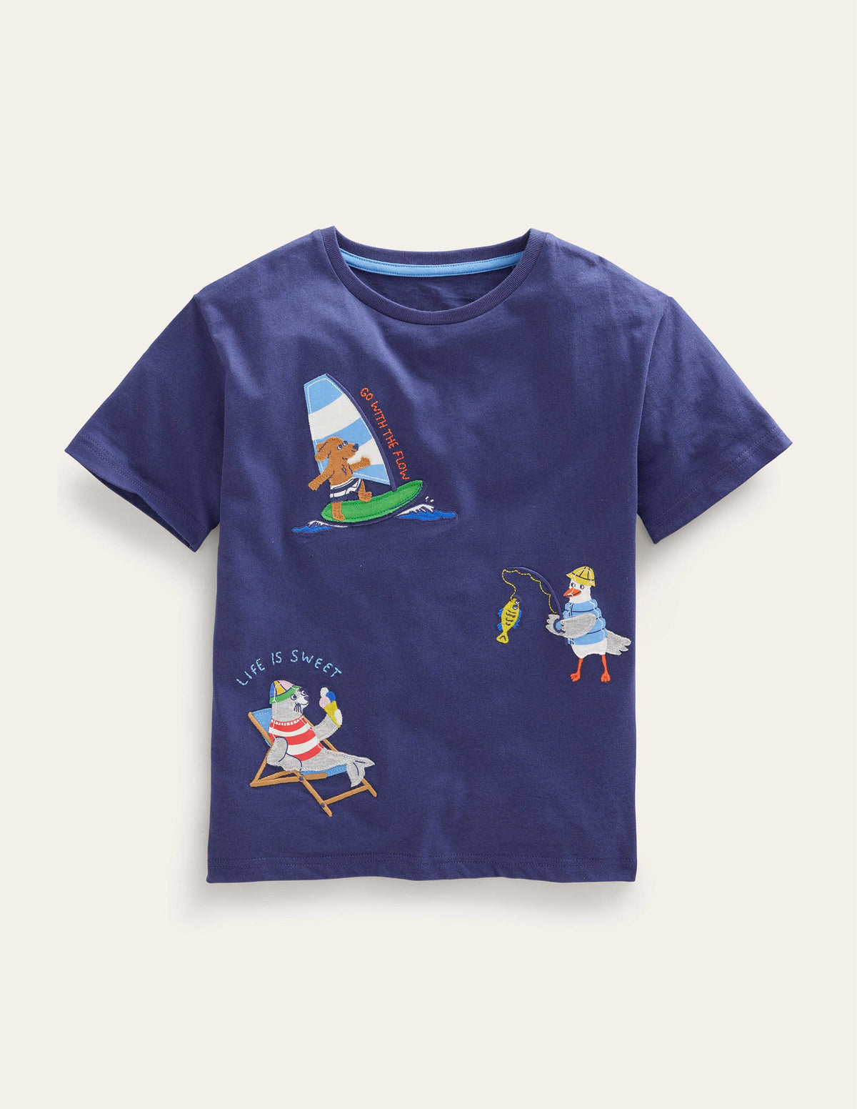Mini Fun Appliqué T-shirt-Soft Starboard Blue - Image 1
