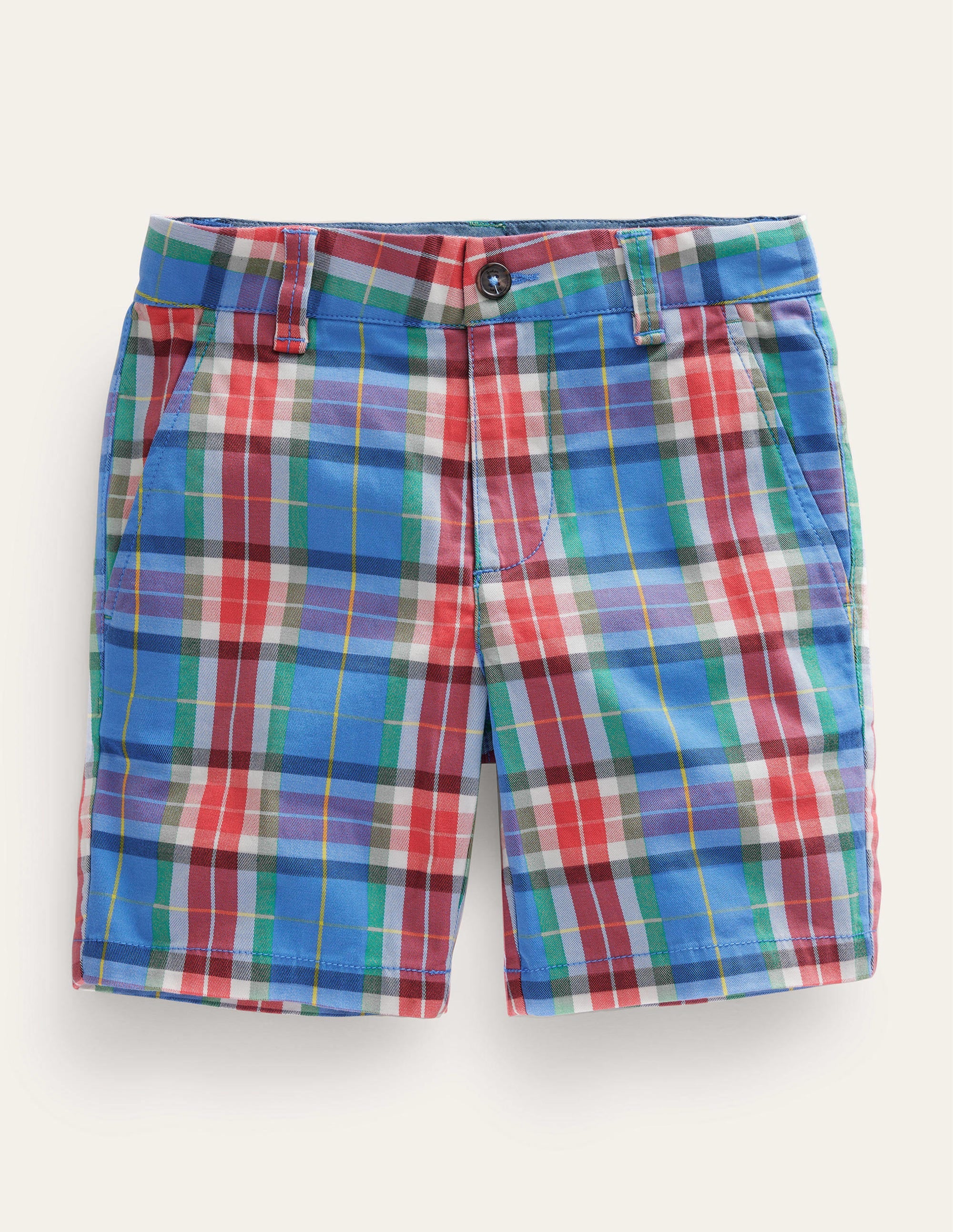 Patterned Chino Shorts-Blue/Orange Check - Image 1