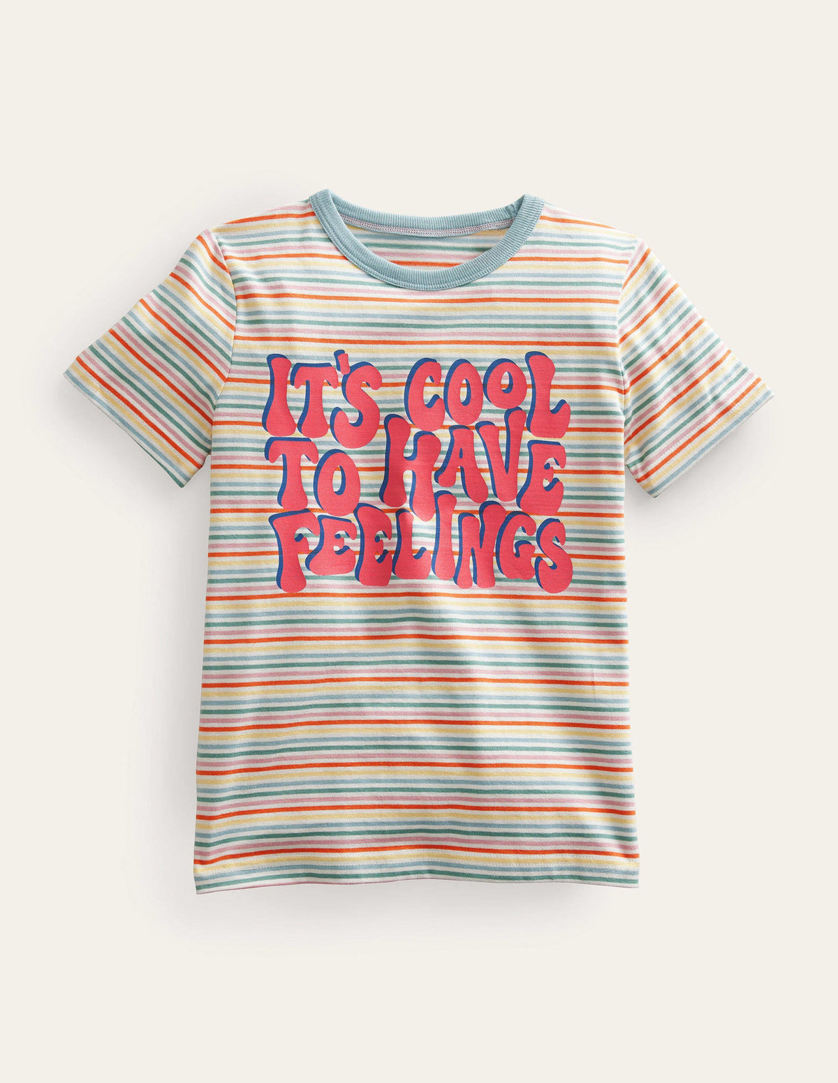 Stripy Slogan T-shirt-Multi Rainbow - Image 1