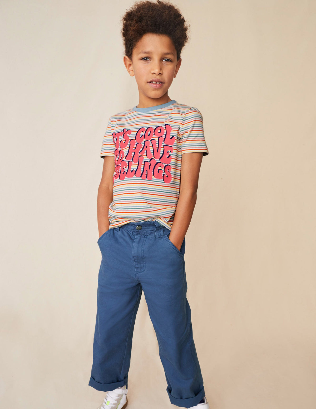 Stripy Slogan T-shirt-Multi Rainbow - Image 5