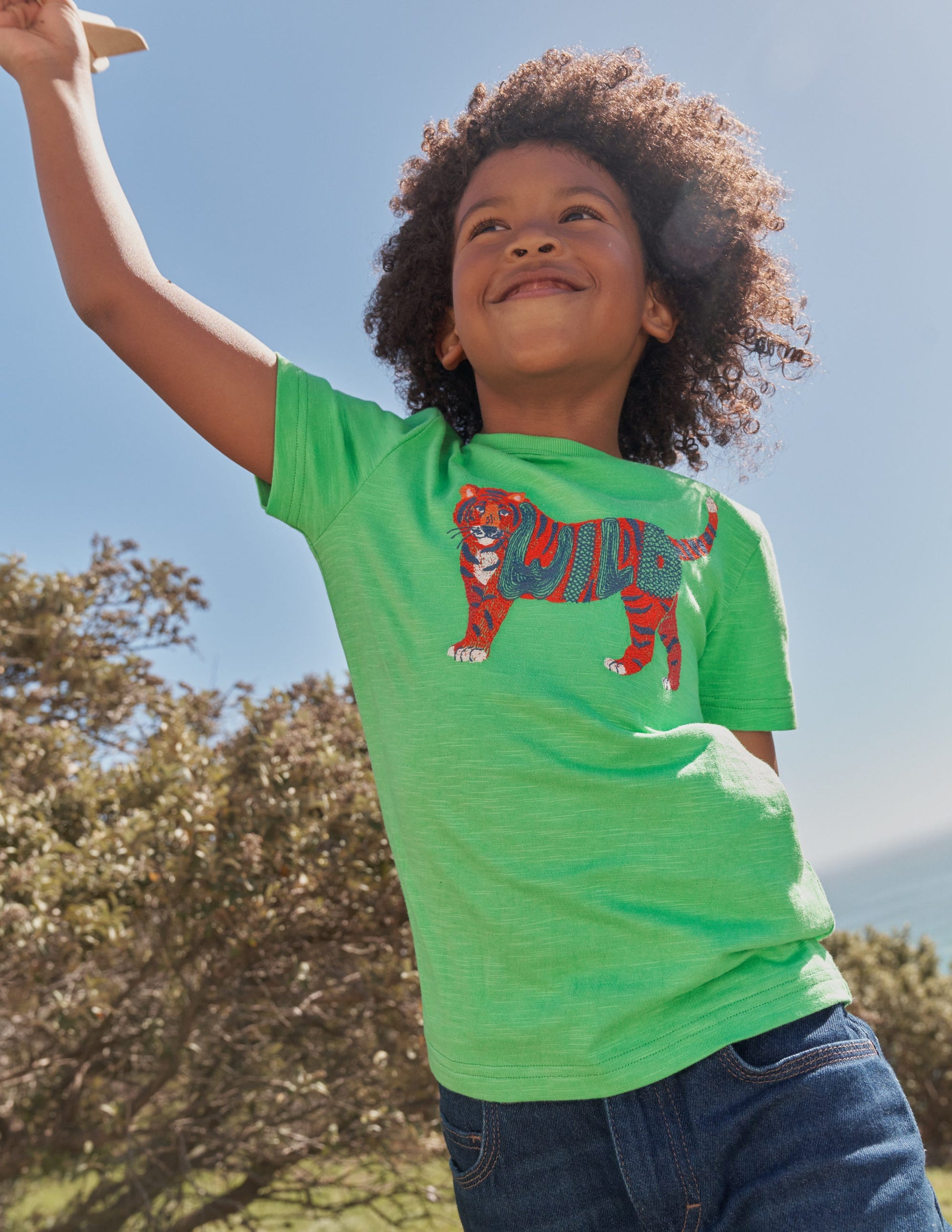 Animal Printed Cotton T-Shirt-Aloe Green Tiger-4