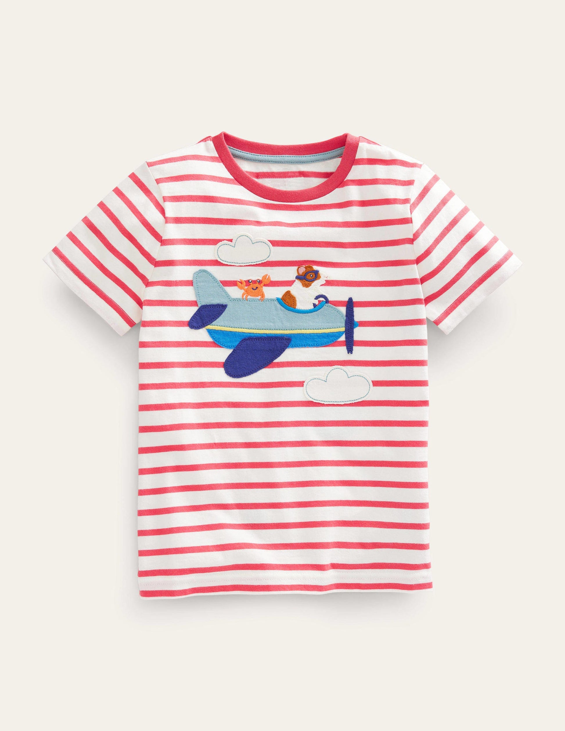 Appliqué Animal T-shirt-Ivory/Jam Guinea Pig-1