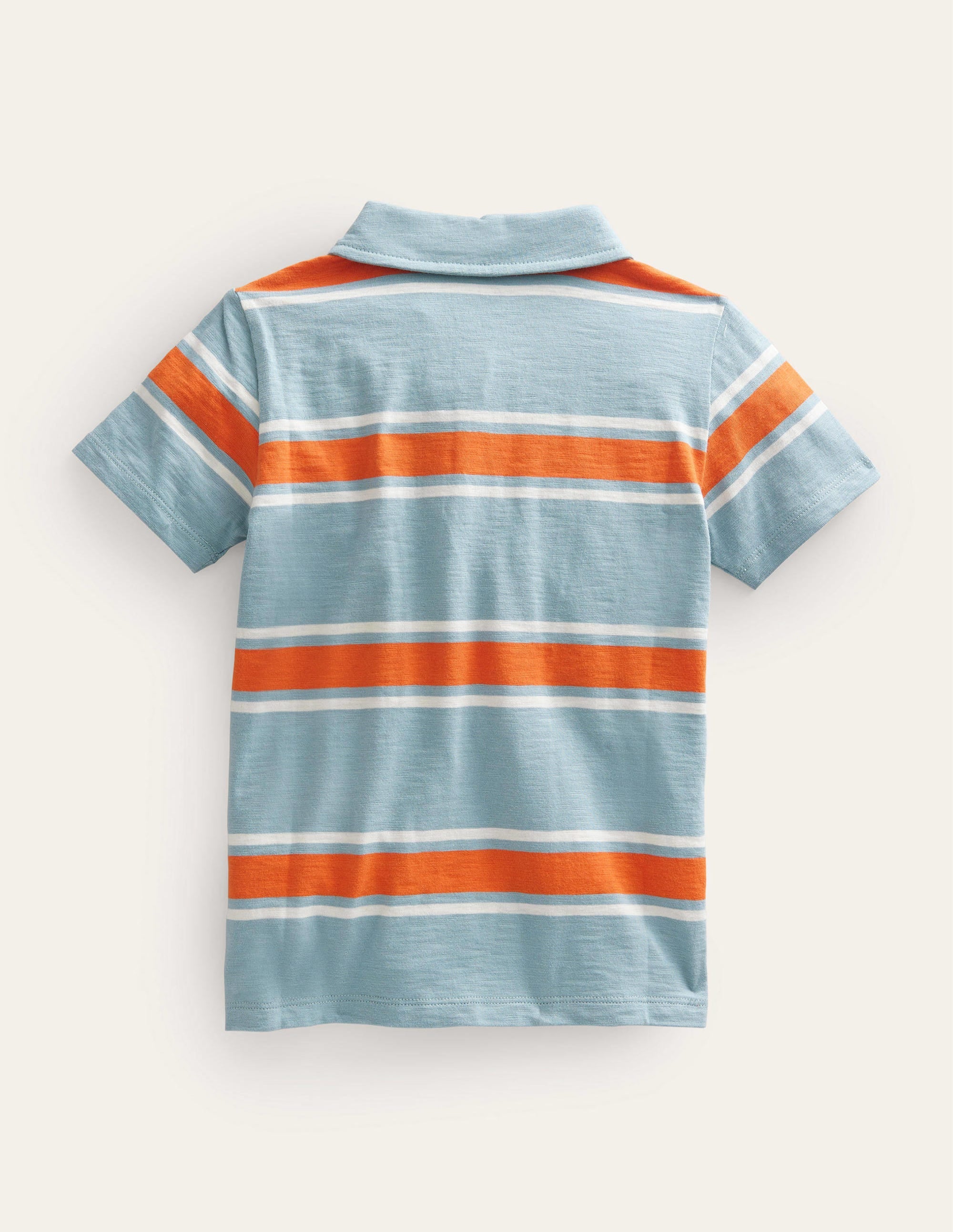 Patterned Slub Jersey Polo-Tourmaline Blue/Fire Orange - Image 2