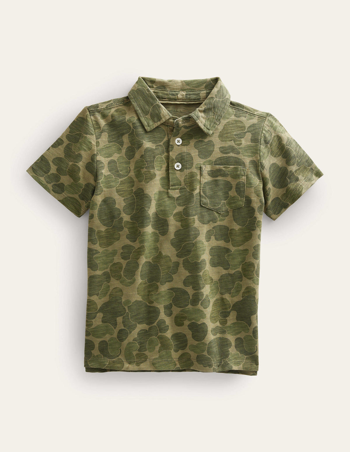Patterned Slub Jersey Polo-Green Camo-1