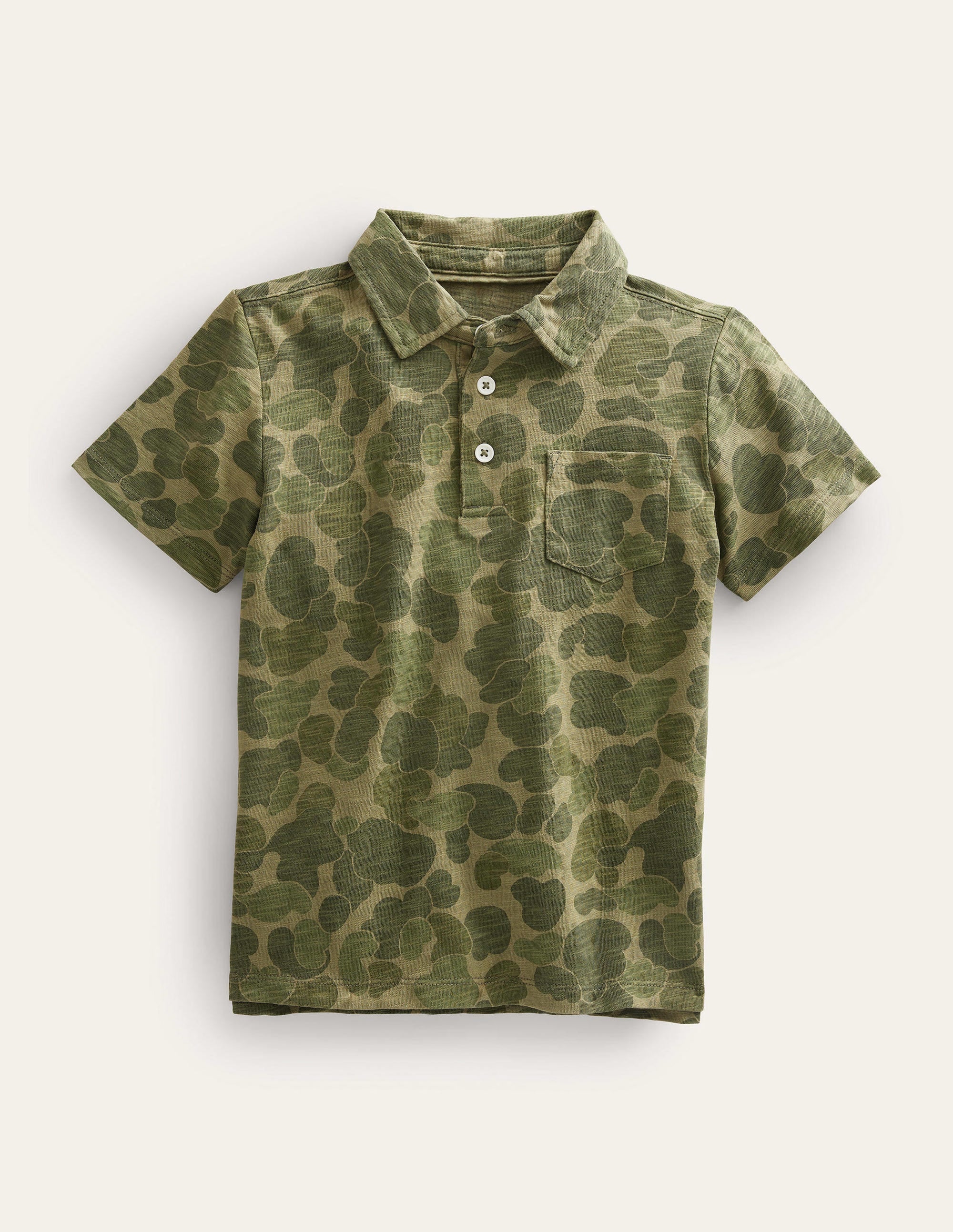 Patterned Slub Jersey Polo-Green Camo - Image 1