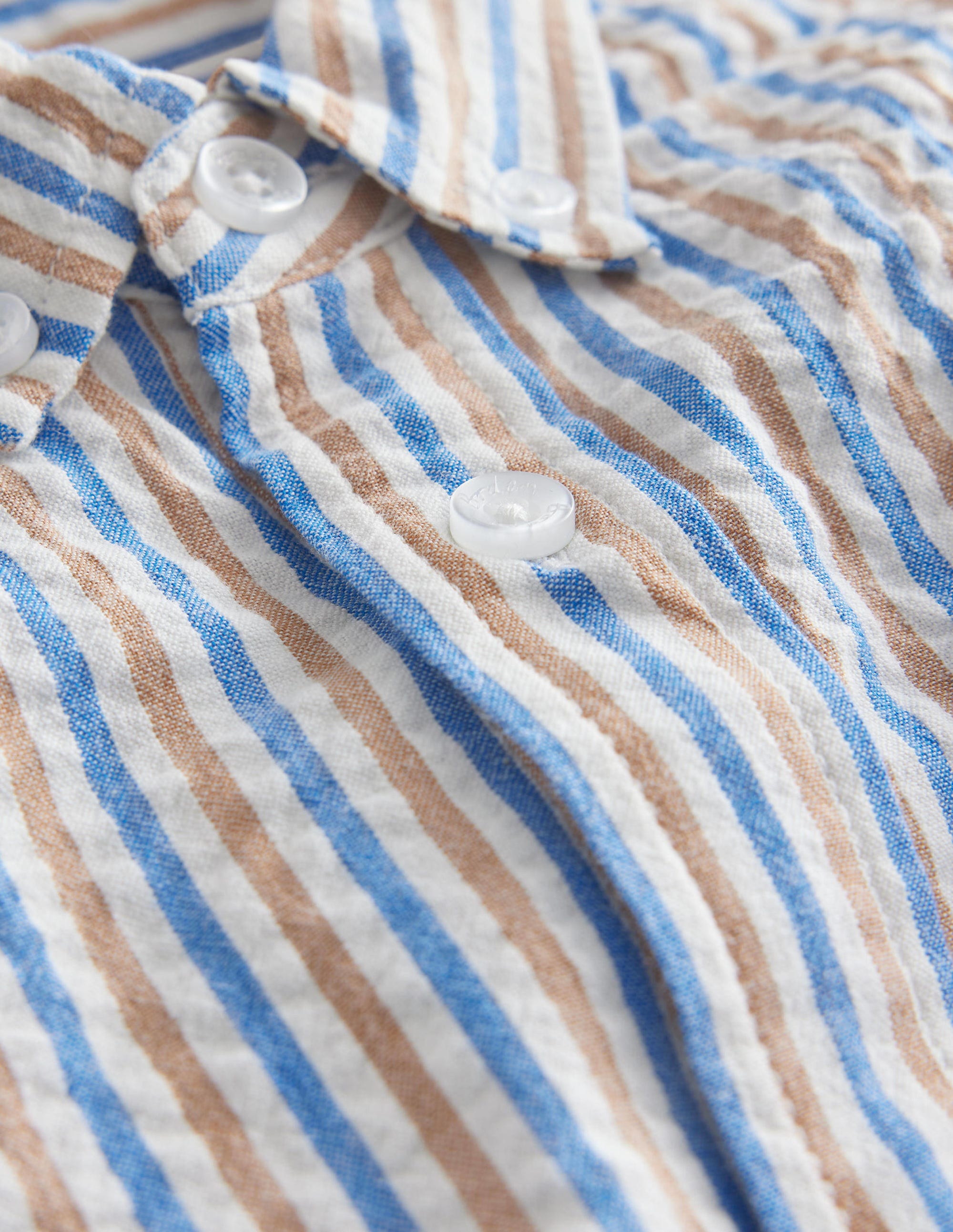 Seersucker Shirt-Blue and Brown Stripe - Image 3