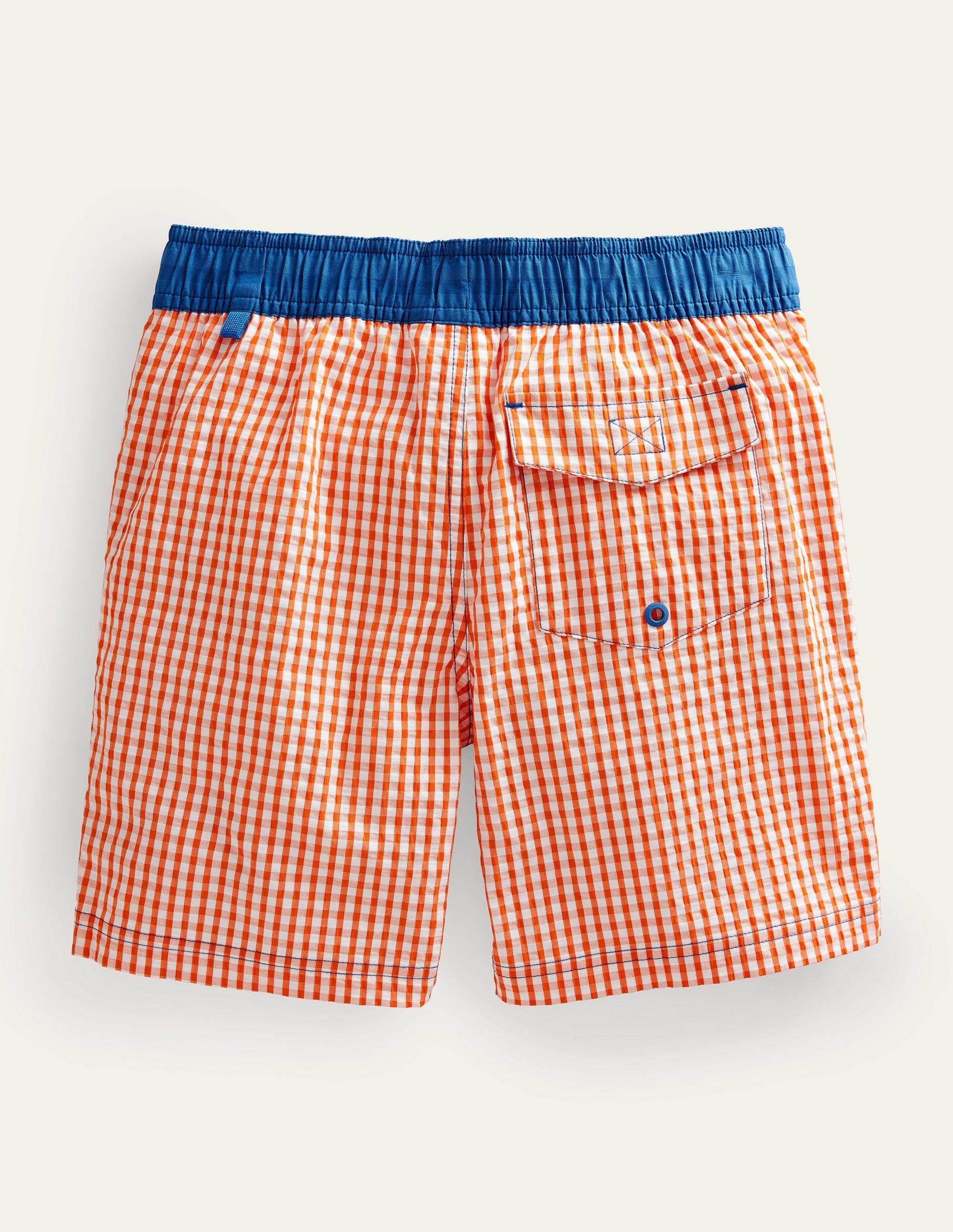 Gingham Board Shorts-Coral and Ivory Gingham - Image 2