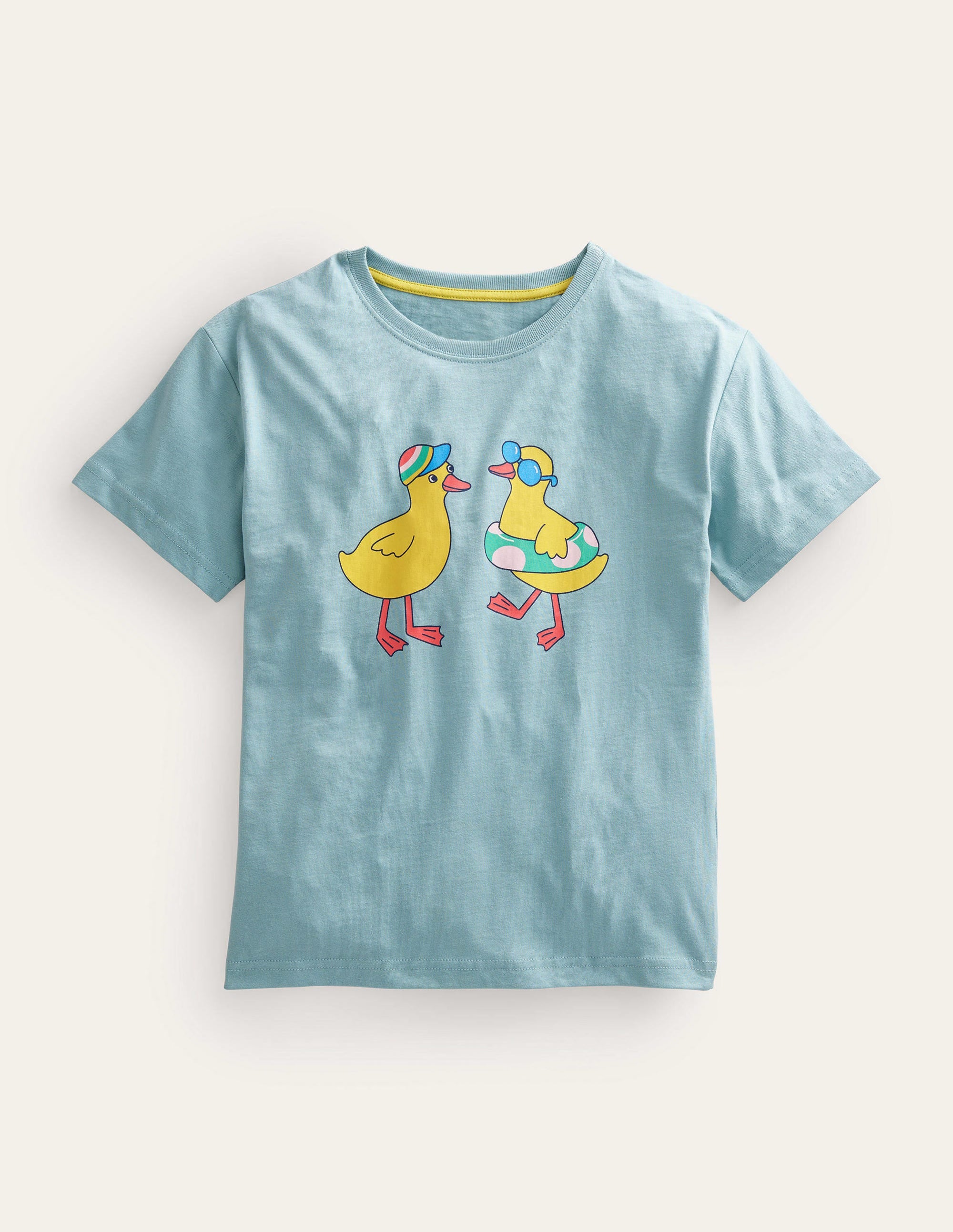 Relaxed Printed Logo Tee-Tourmaline Blue Ducks - Image 1