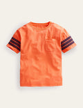 Contrast Stripe T-shirt-Neon Orange