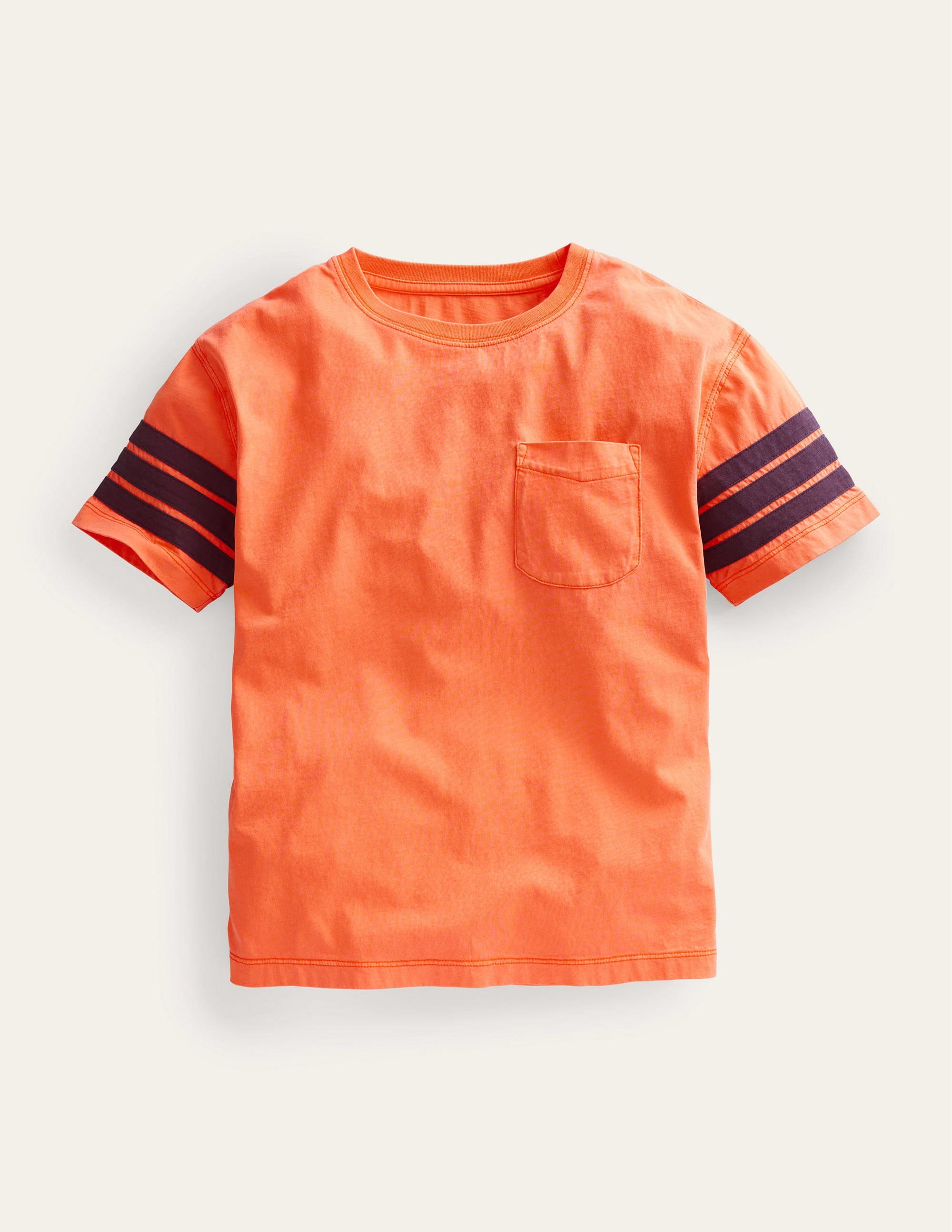 Contrast Stripe T-shirt-Neon Orange - Image 1