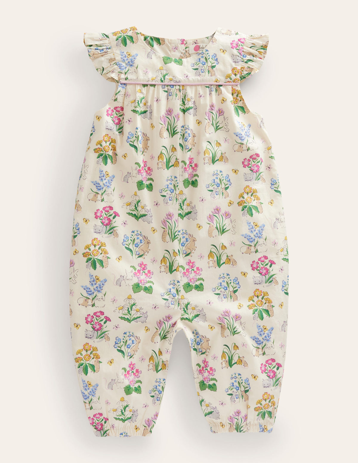 Ruffle Printed Rompers-Vanilla Pod Posy Pals-1
