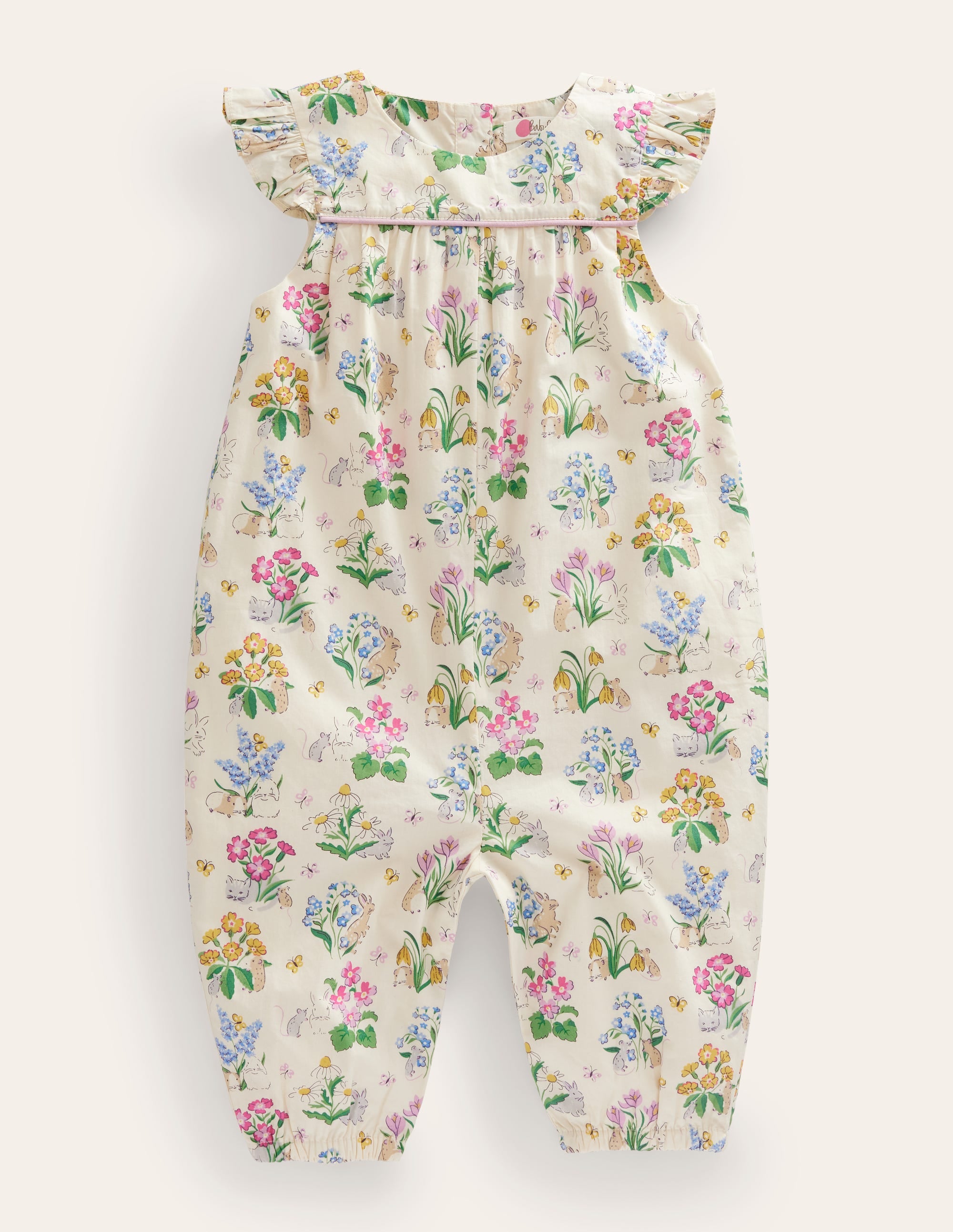 Ruffle Printed Rompers-Vanilla Pod Posy Pals - Image 1
