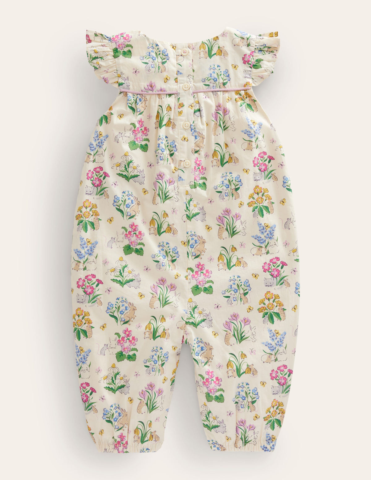Ruffle Printed Rompers-Vanilla Pod Posy Pals - Image 2