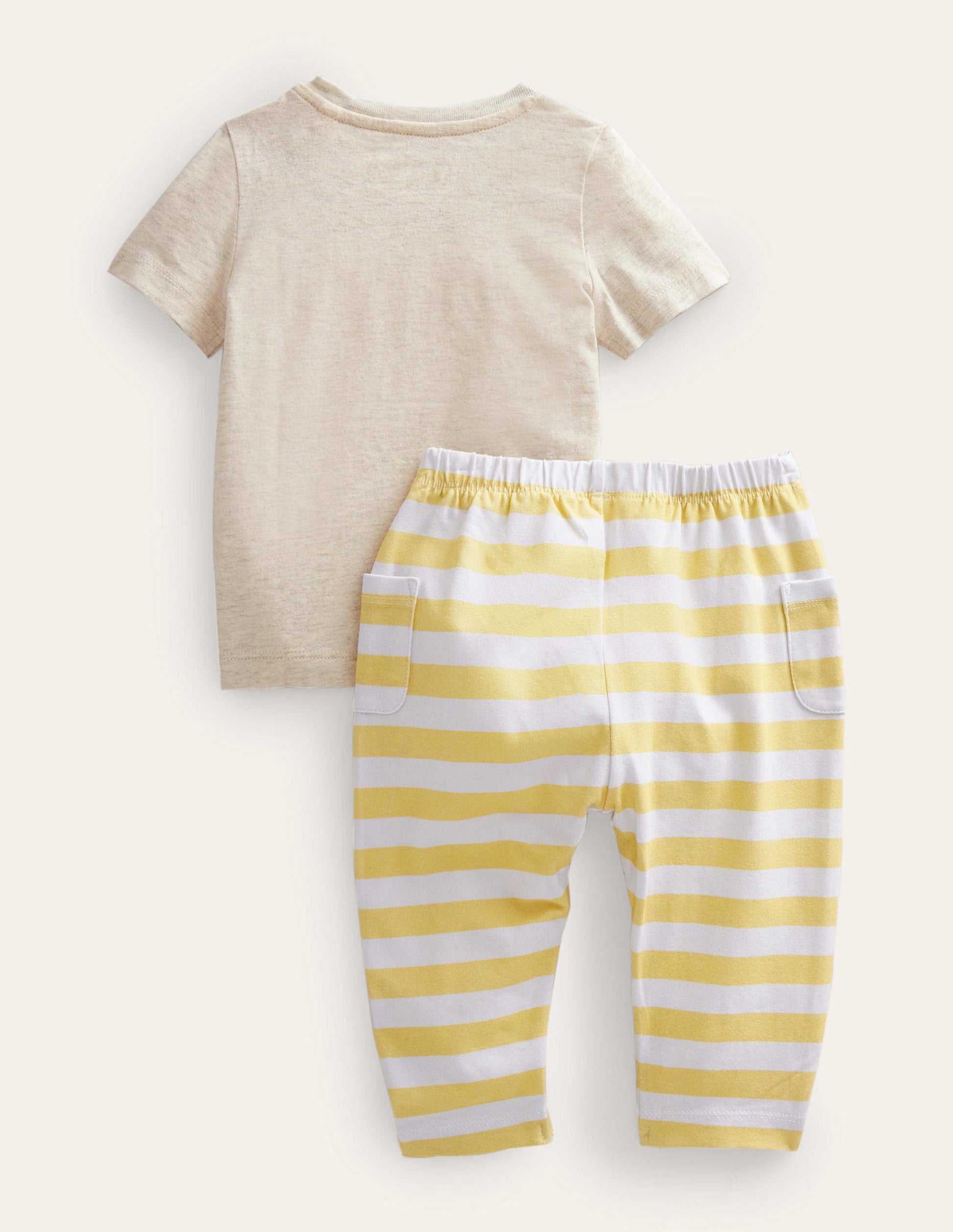 Appliqué Top and Bottom Set-Oatmeal Marl Rainbow Suns-2