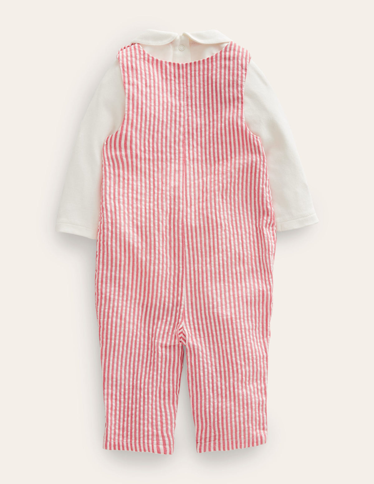 Smocked Dungaree Set-Jam / Ivory Ticking - Image 2