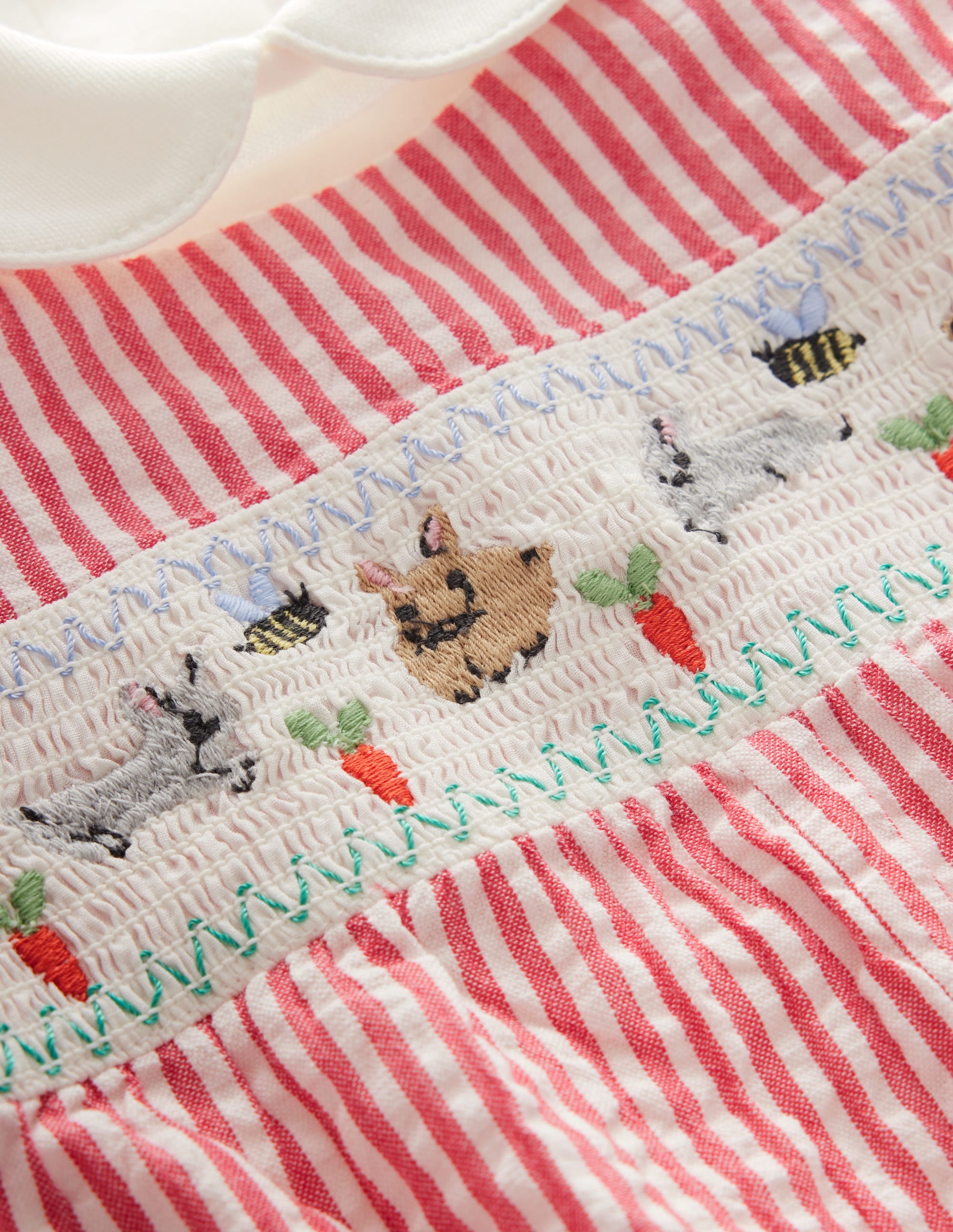 Smocked Dungaree Set-Jam / Ivory Ticking - Image 3