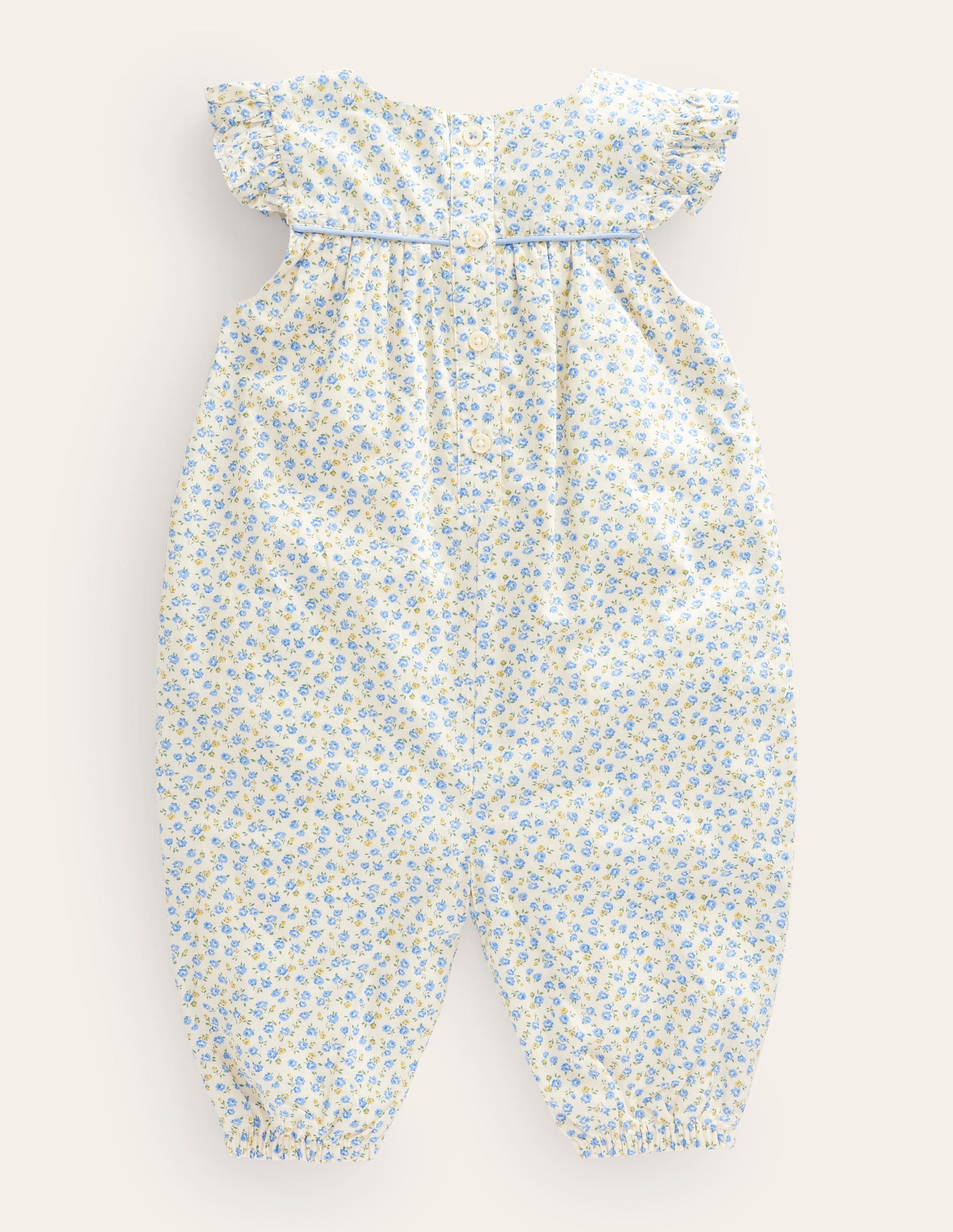 Applique Ruffle Romper-Pale Blue Tiny Rose Chicks-2