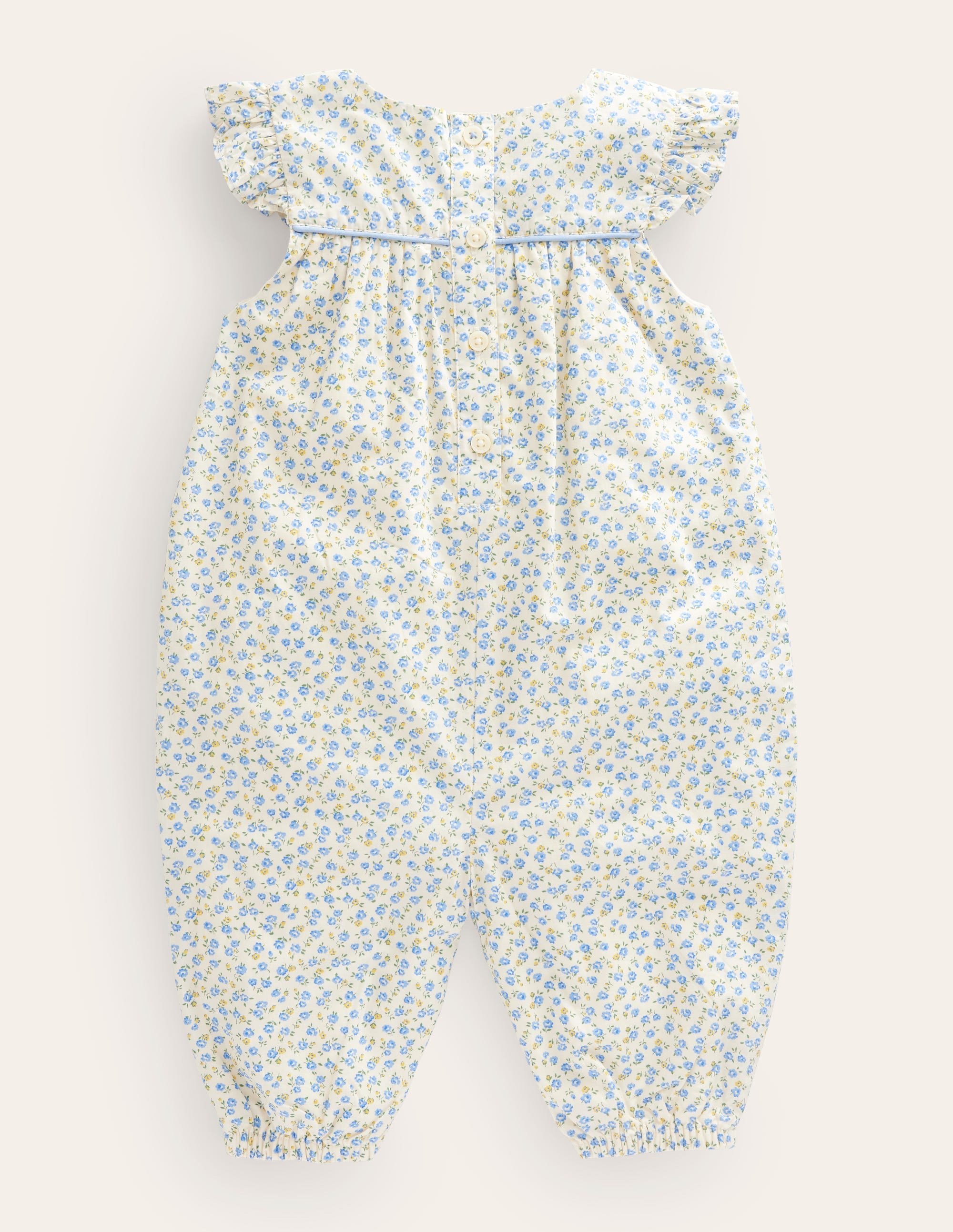 Applique Ruffle Romper-Pale Blue Tiny Rose Chicks - Image 2