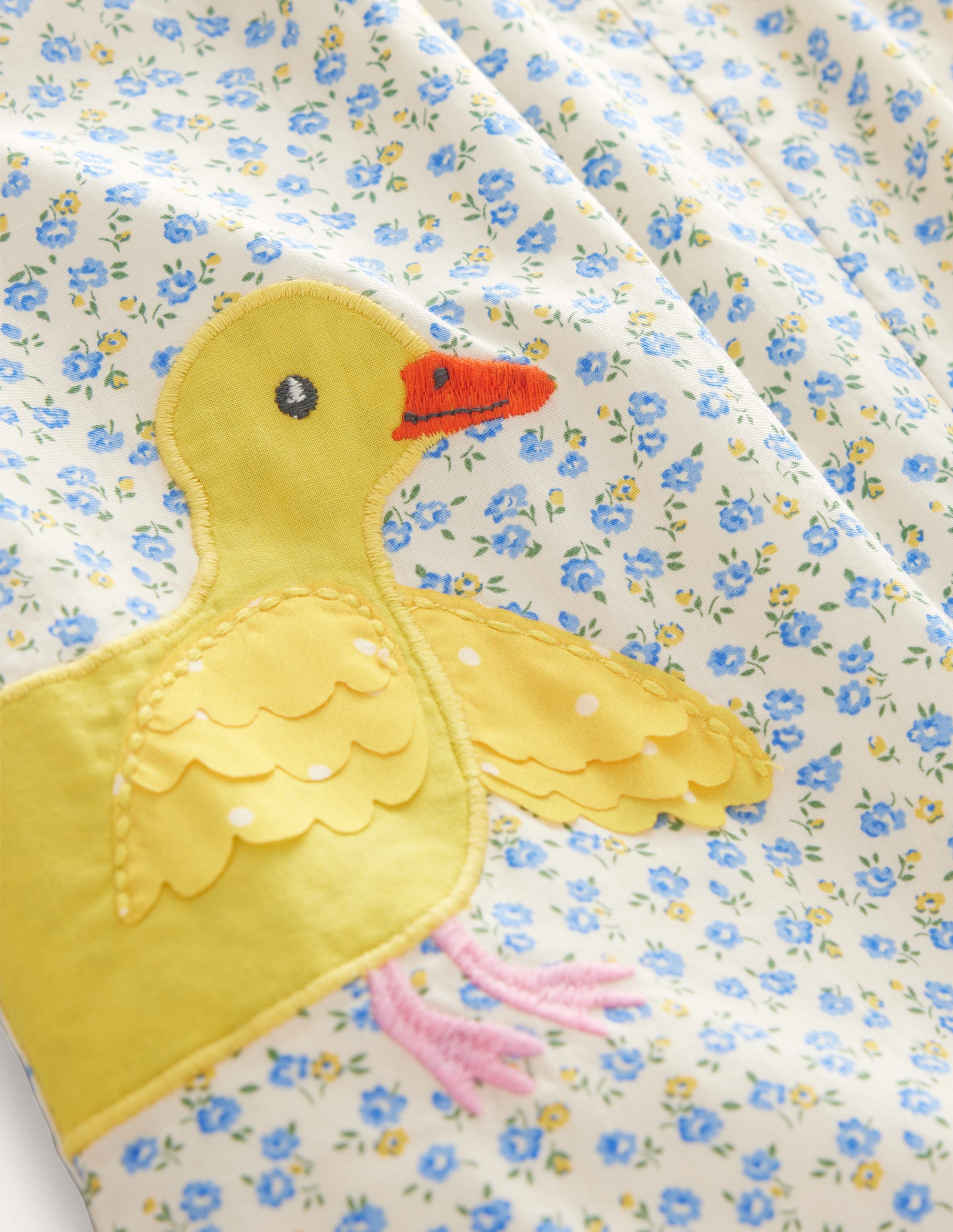 Applique Ruffle Romper-Pale Blue Tiny Rose Chicks - Image 3