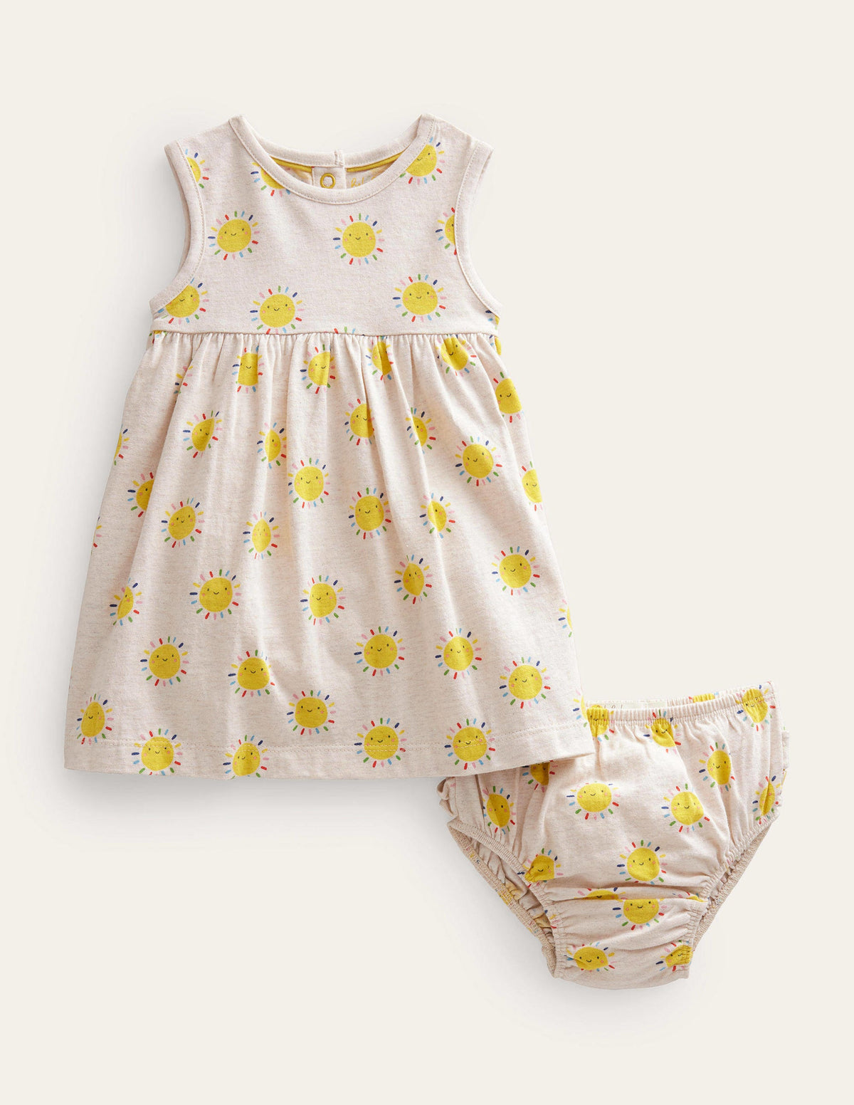 Sleeveless Jersey Dress-Oatmeal Marl Rainbow Suns - Image 1