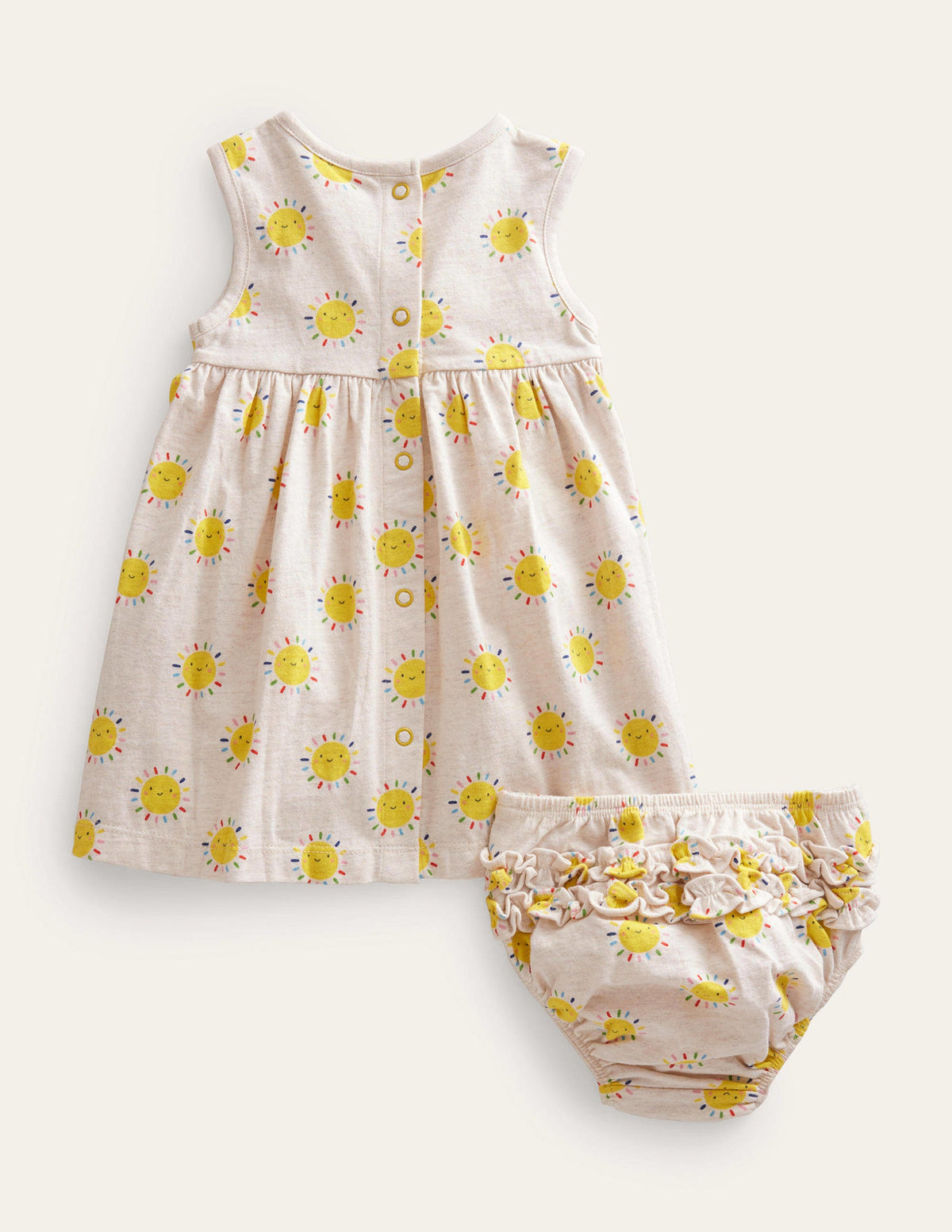 Sleeveless Jersey Dress-Oatmeal Marl Rainbow Suns - Image 2