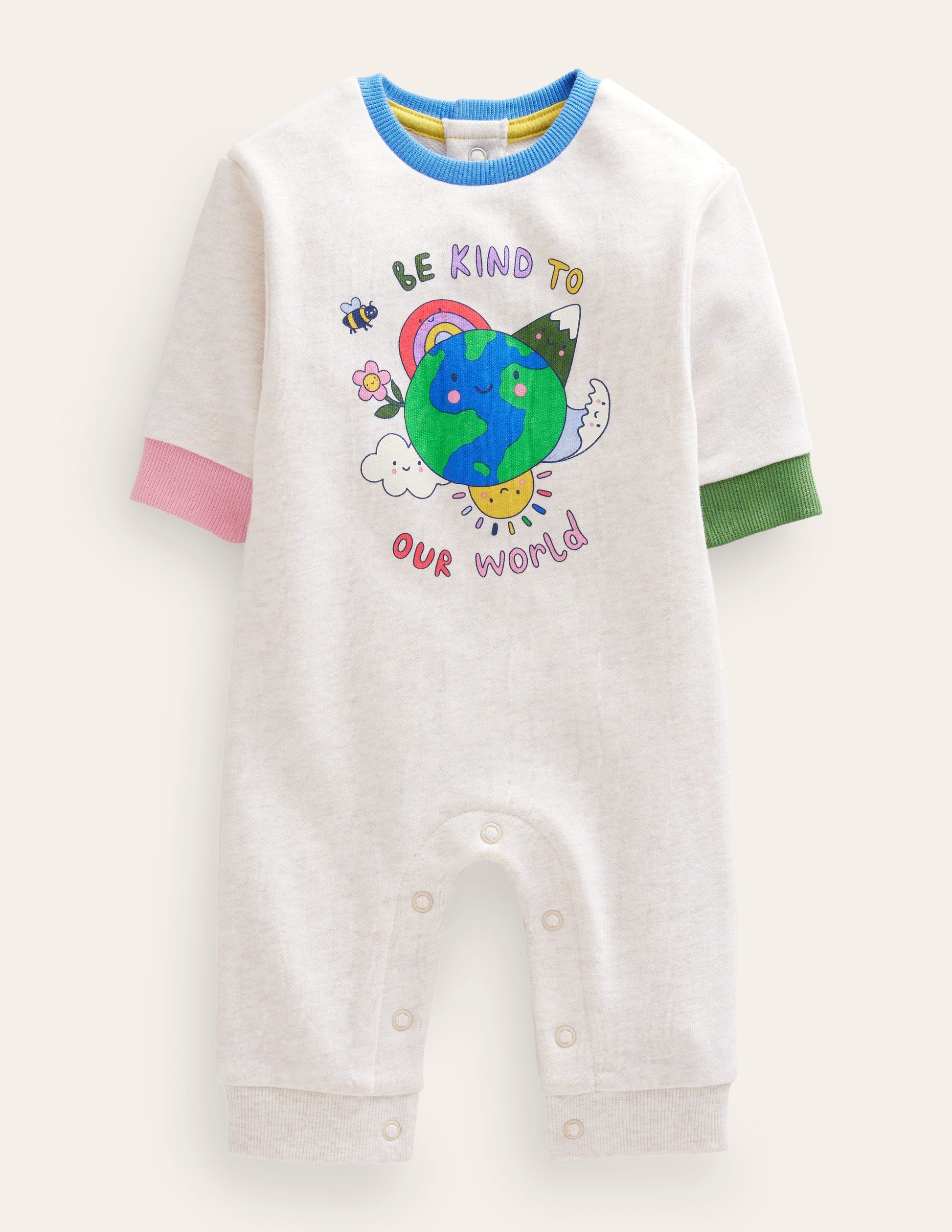 Jersey Logo Romper-Oatmeal Marl World-1