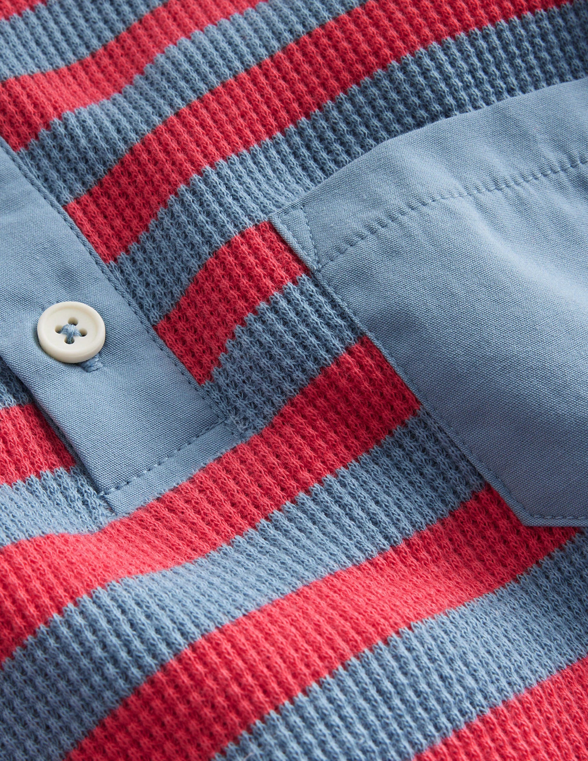 Waffle Henley T-Shirt-Jam/Pebble Blue-3