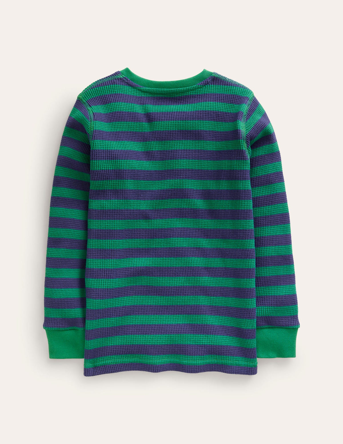 Waffle Henley T-Shirt-Deep Green / College Navy - Image 2
