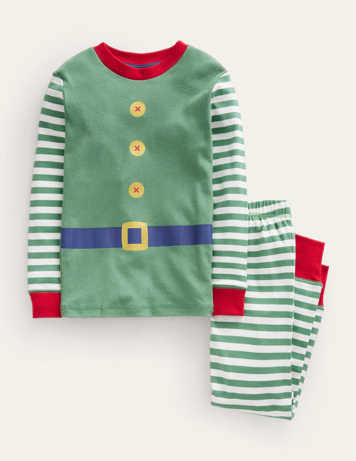 Snug Single Long John Pyjamas-Green Elf - Image 1